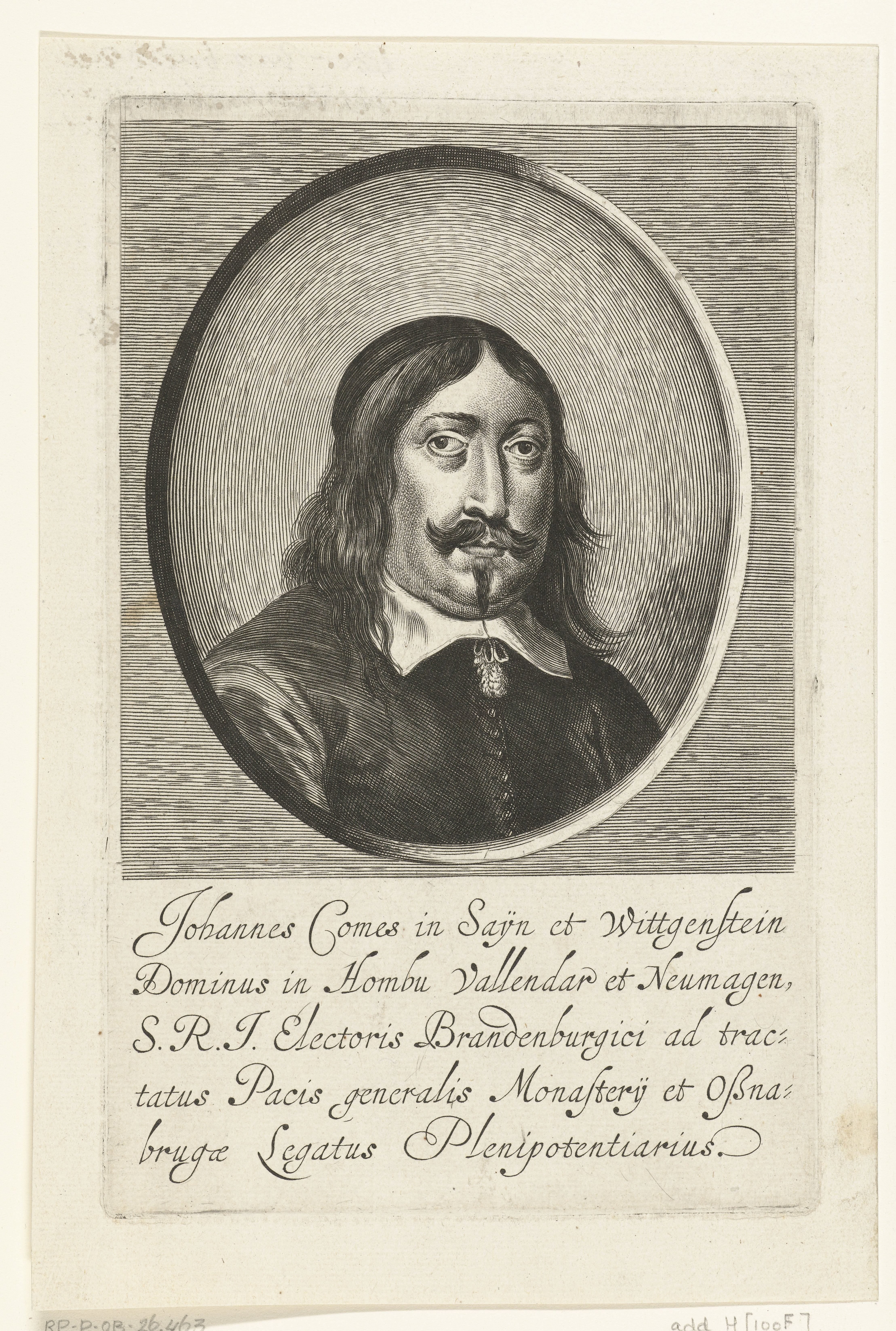 Portret van graaf Johan van Sayn-Wittgenstein