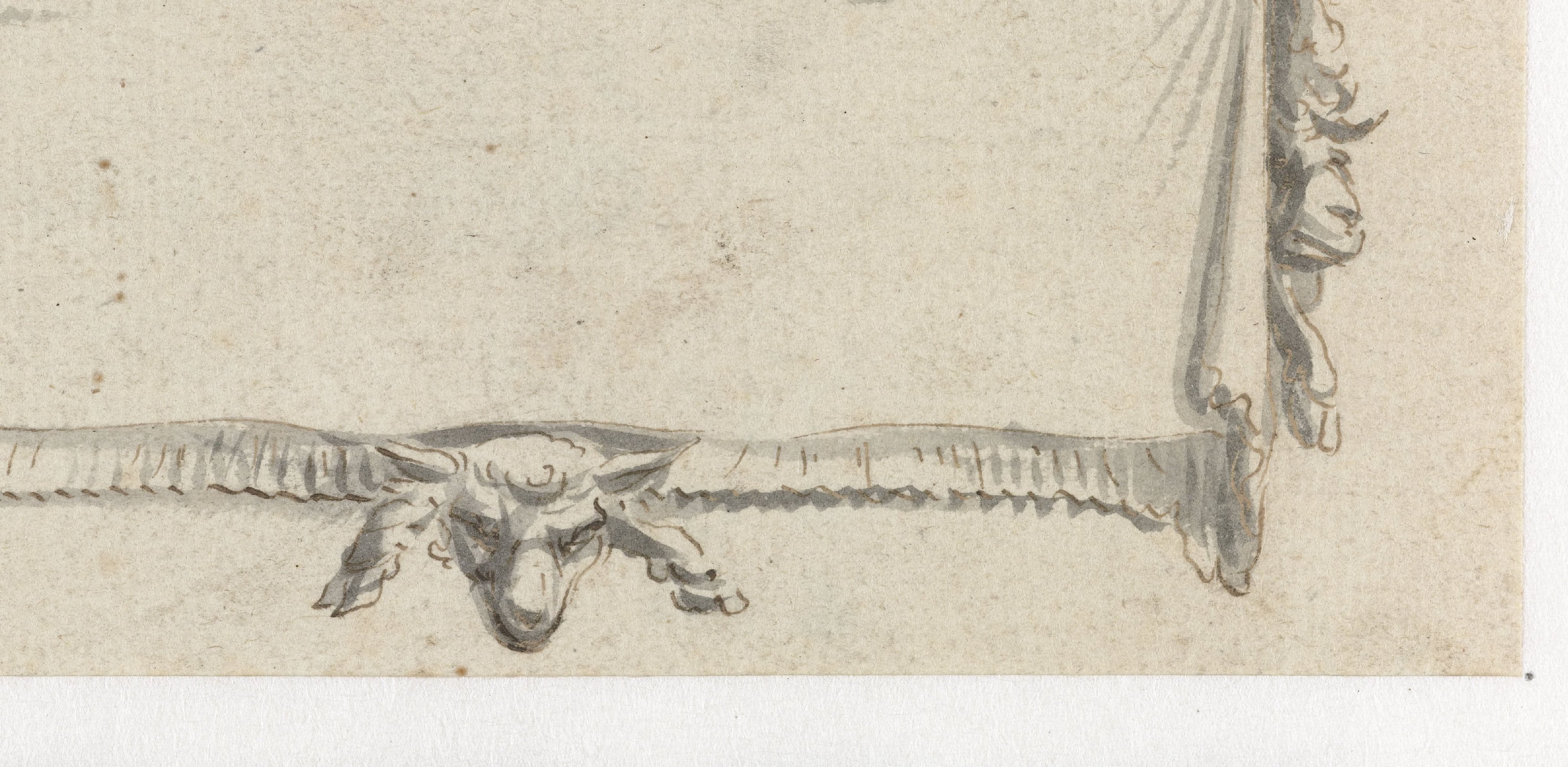 Rechthoekige cartouche met ramskoppen