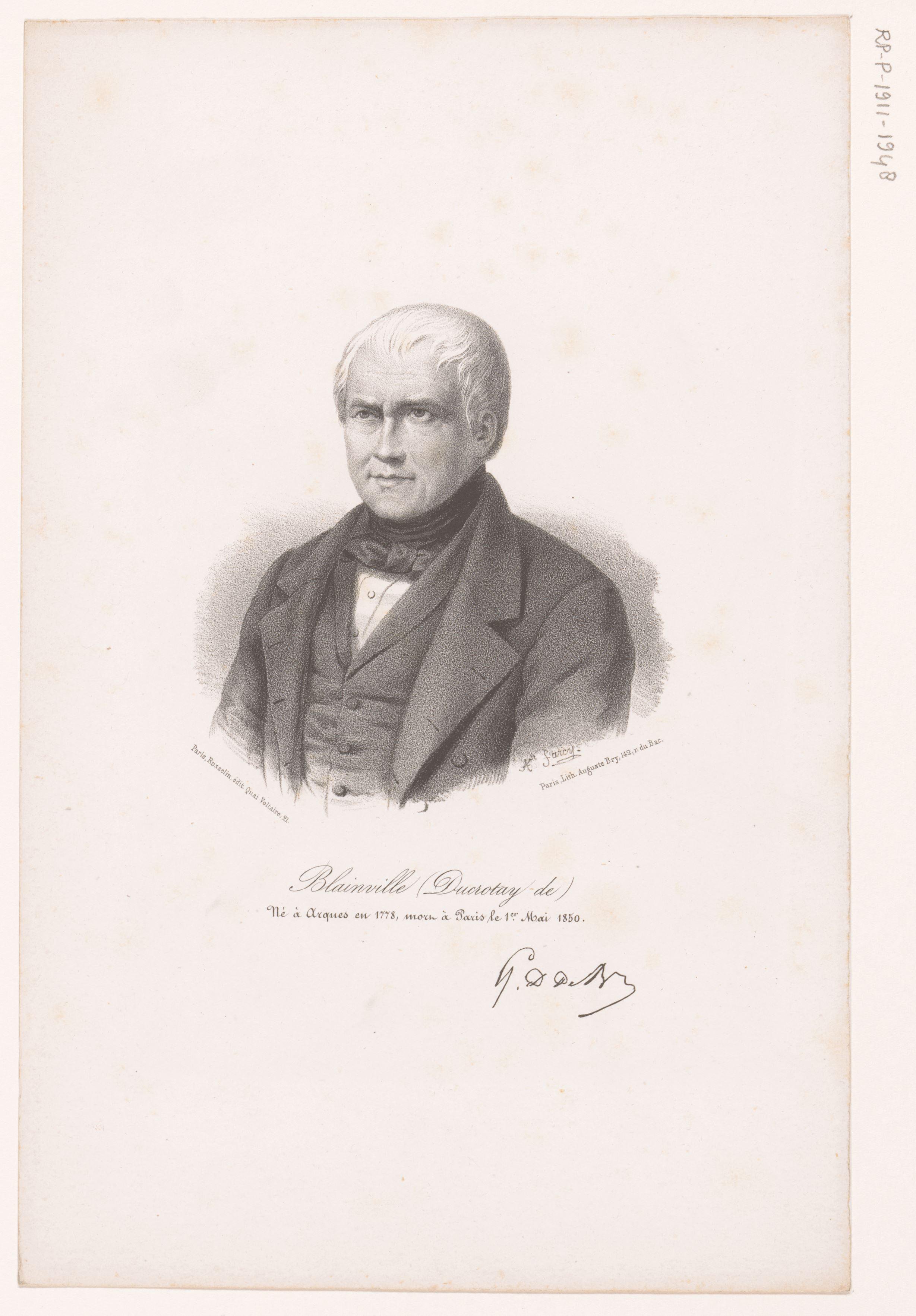 Portret van Henri-Marie Ducrotay de Blainville