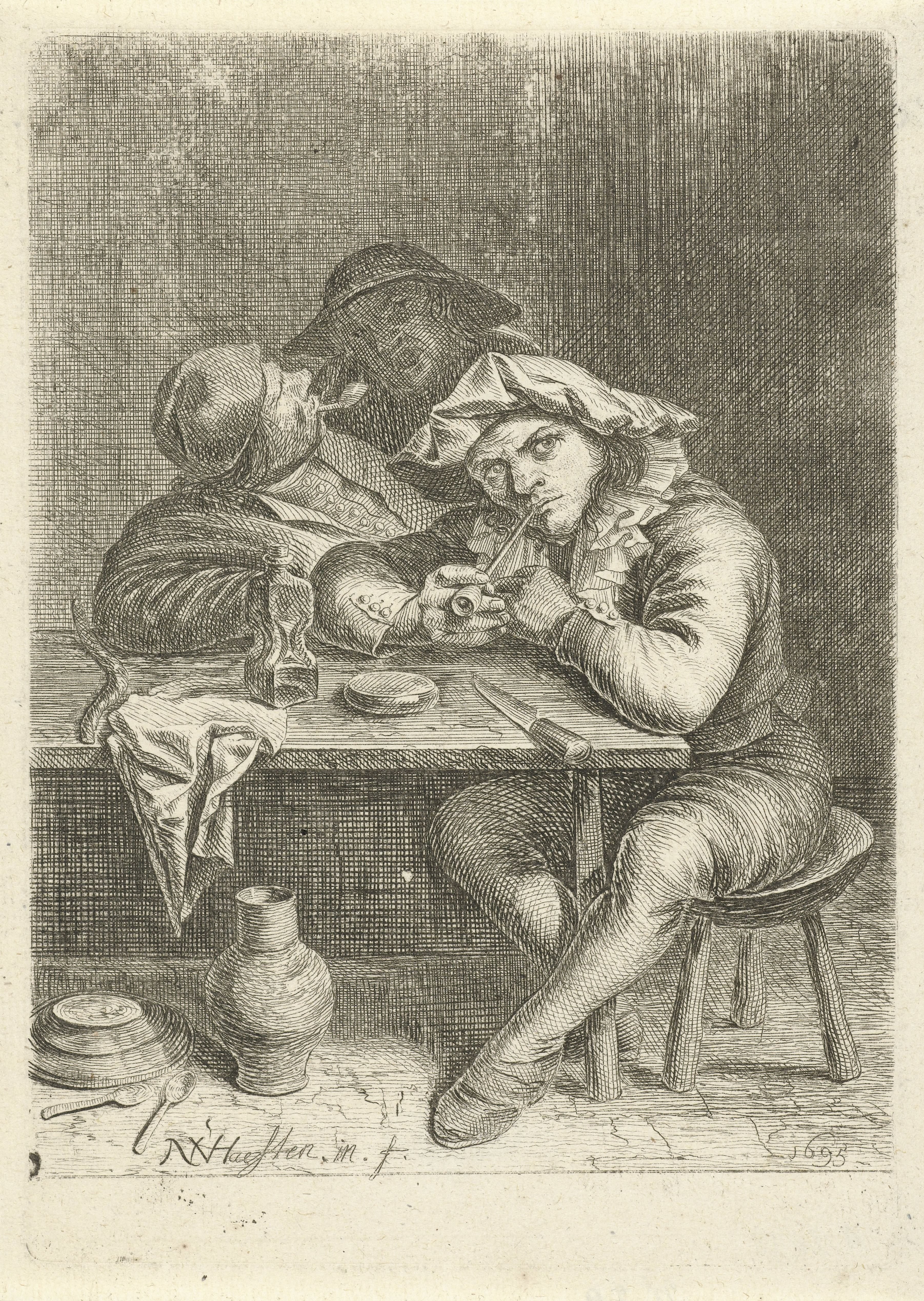 Twee rokers aan een tafel
