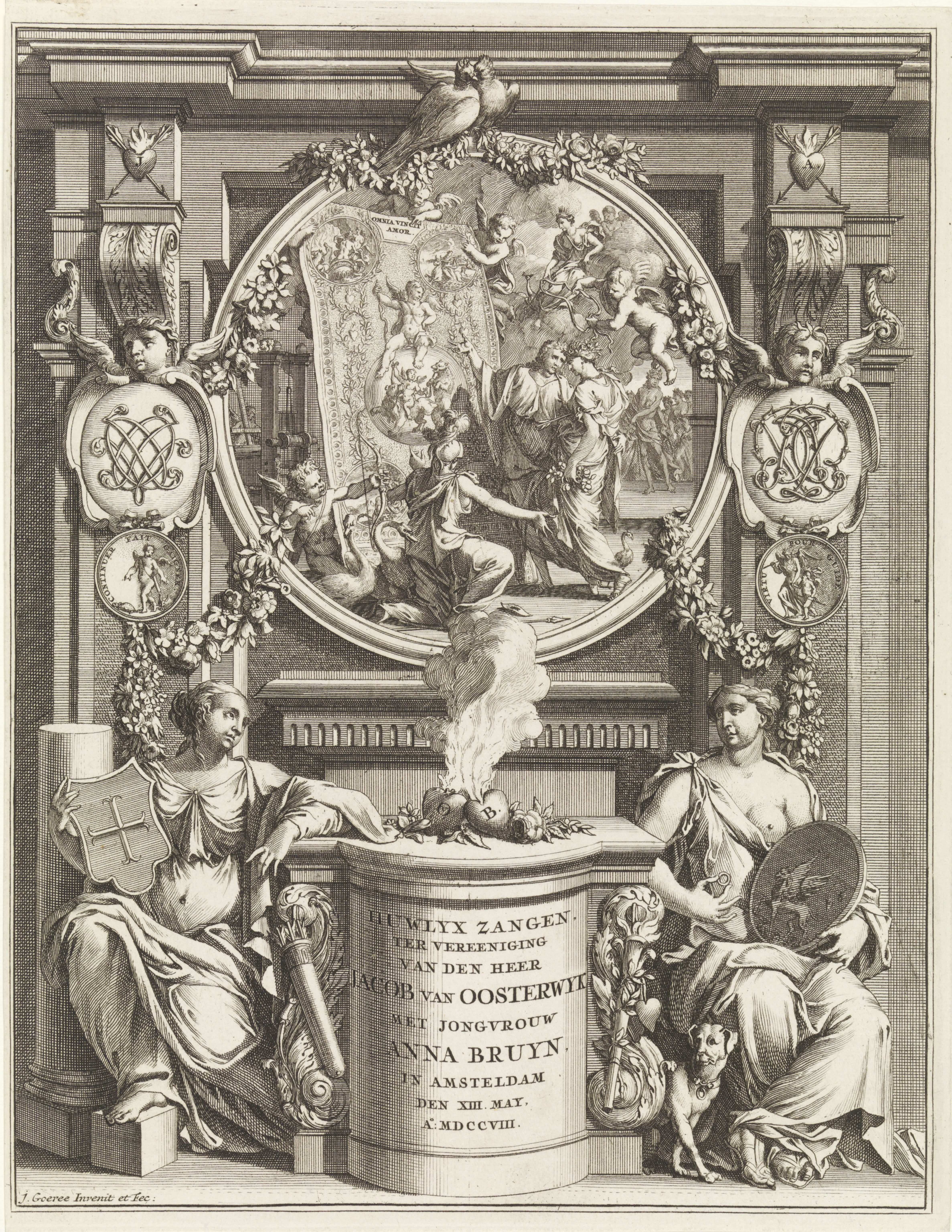 Allegorie op de huwelijksverbintenis tussen Jacob van Oosterwyck en Anna Bruyn