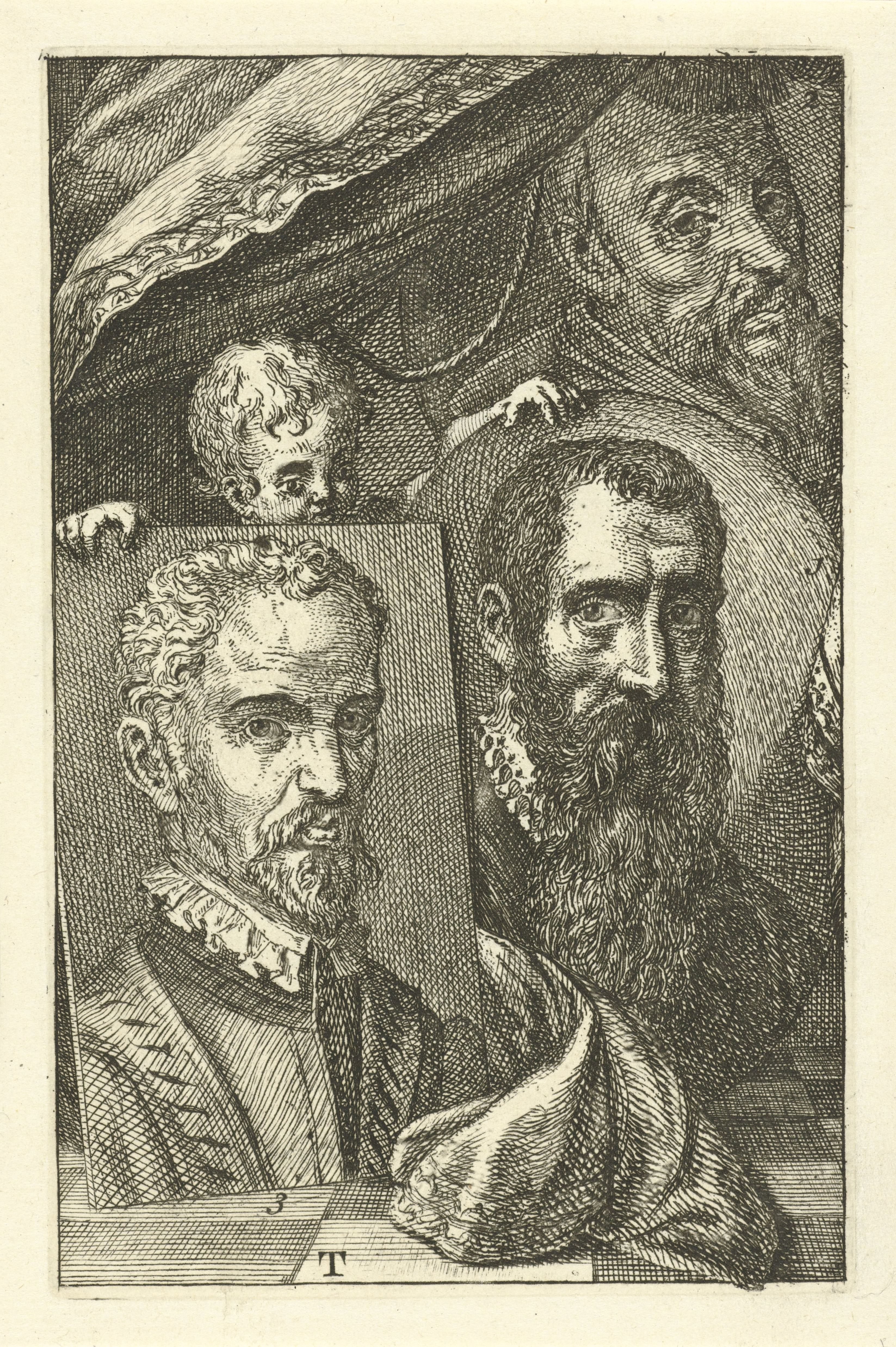 Portretten van Pieter Brueghel, Joachim Beuckelaer en Hubert Goltzius