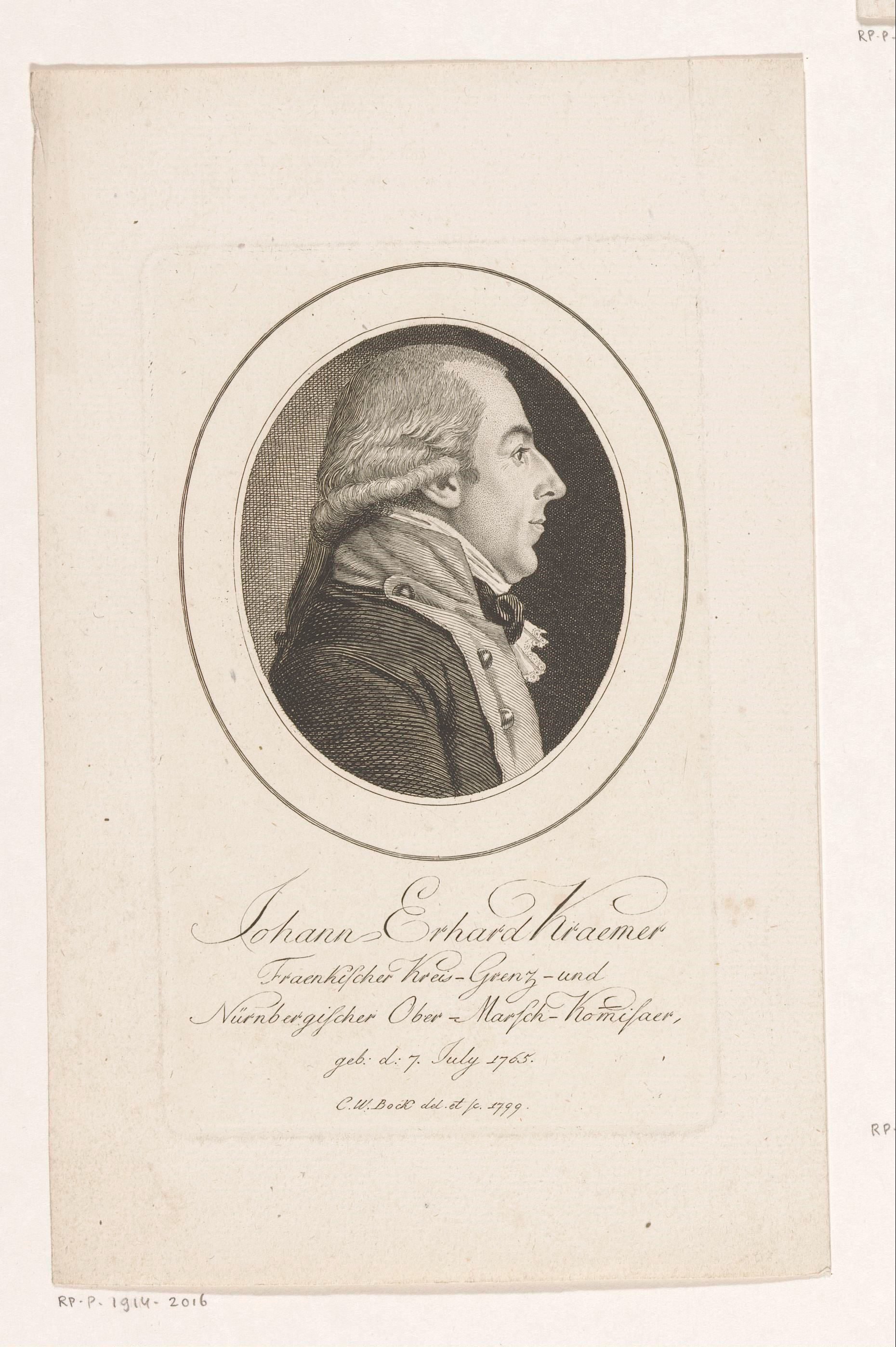 Portret van Johann Erhard Kraemer