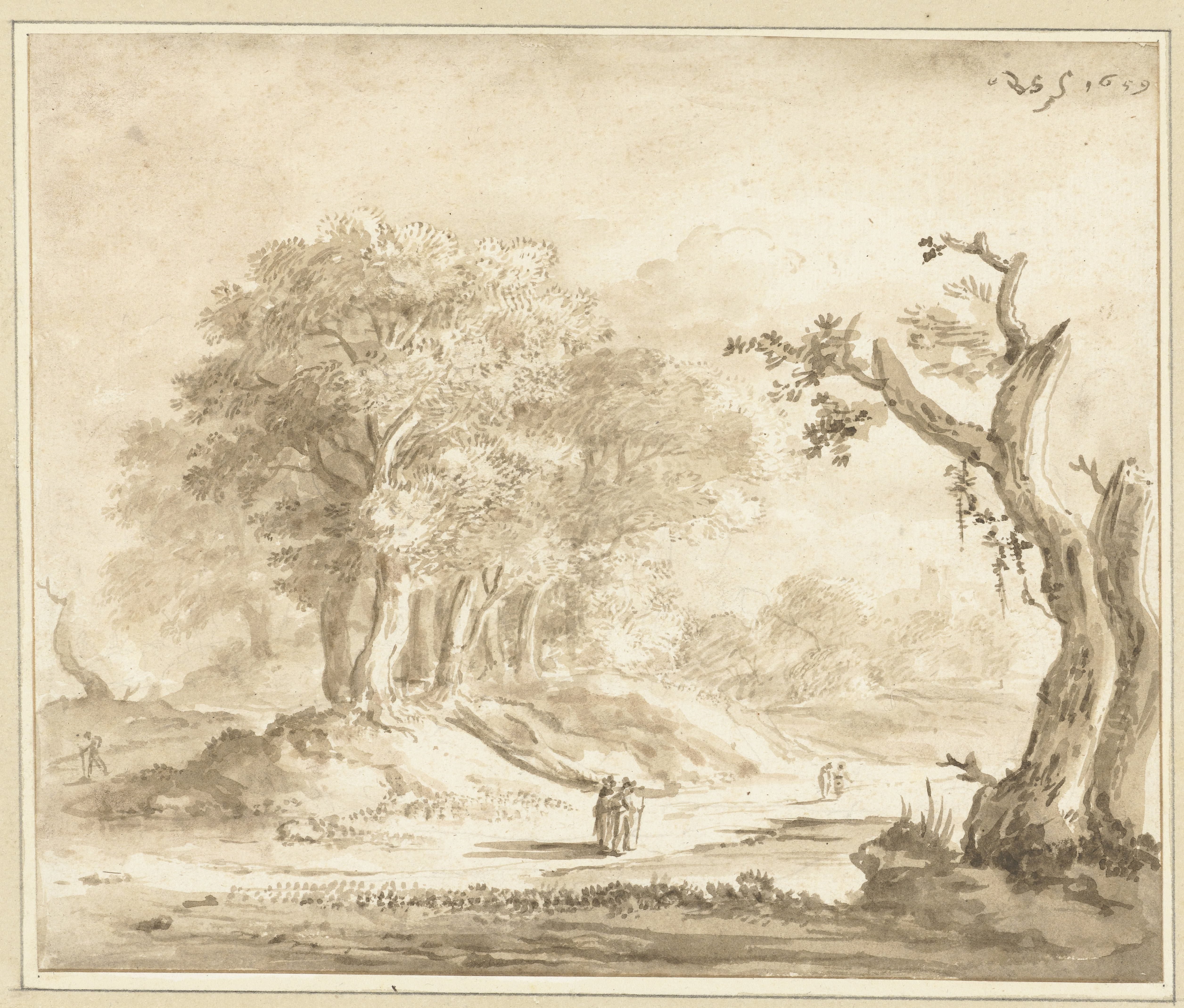 Wandelaars in een bos