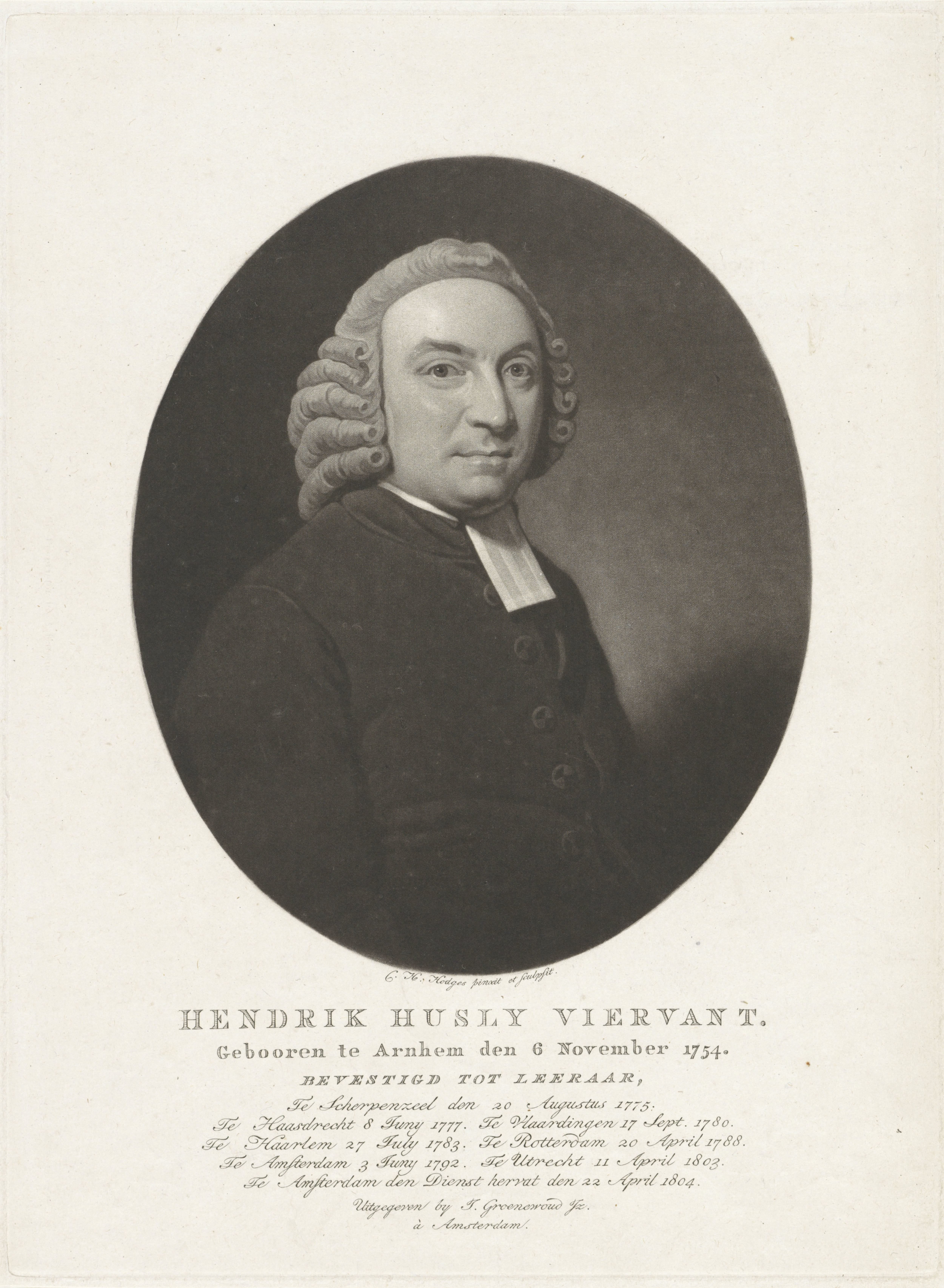 Portret van de predikant Hendrik Husly Viervant