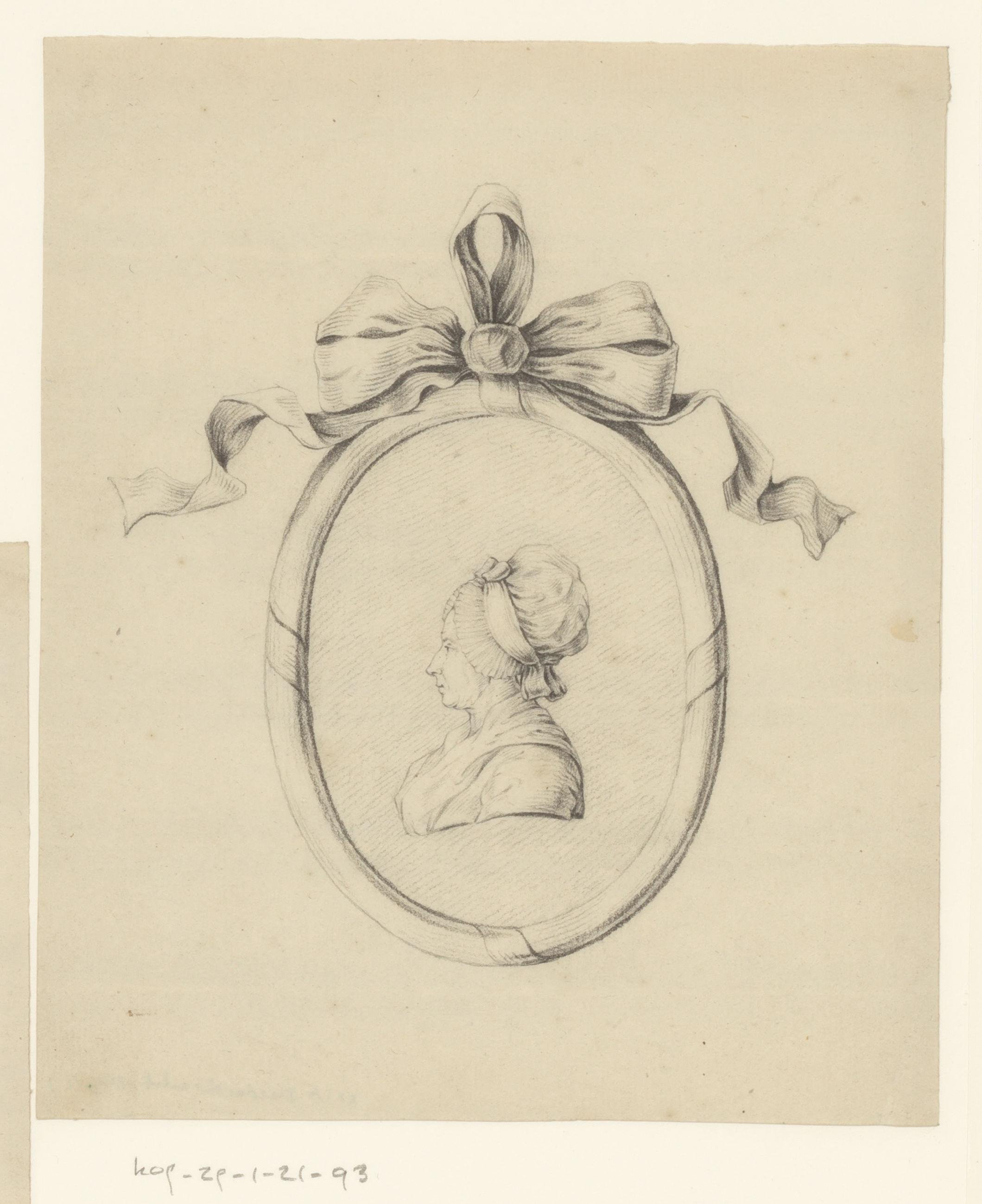 Portret van een vrouw in een medaillon, mogelijk de zus van Jean Bernard