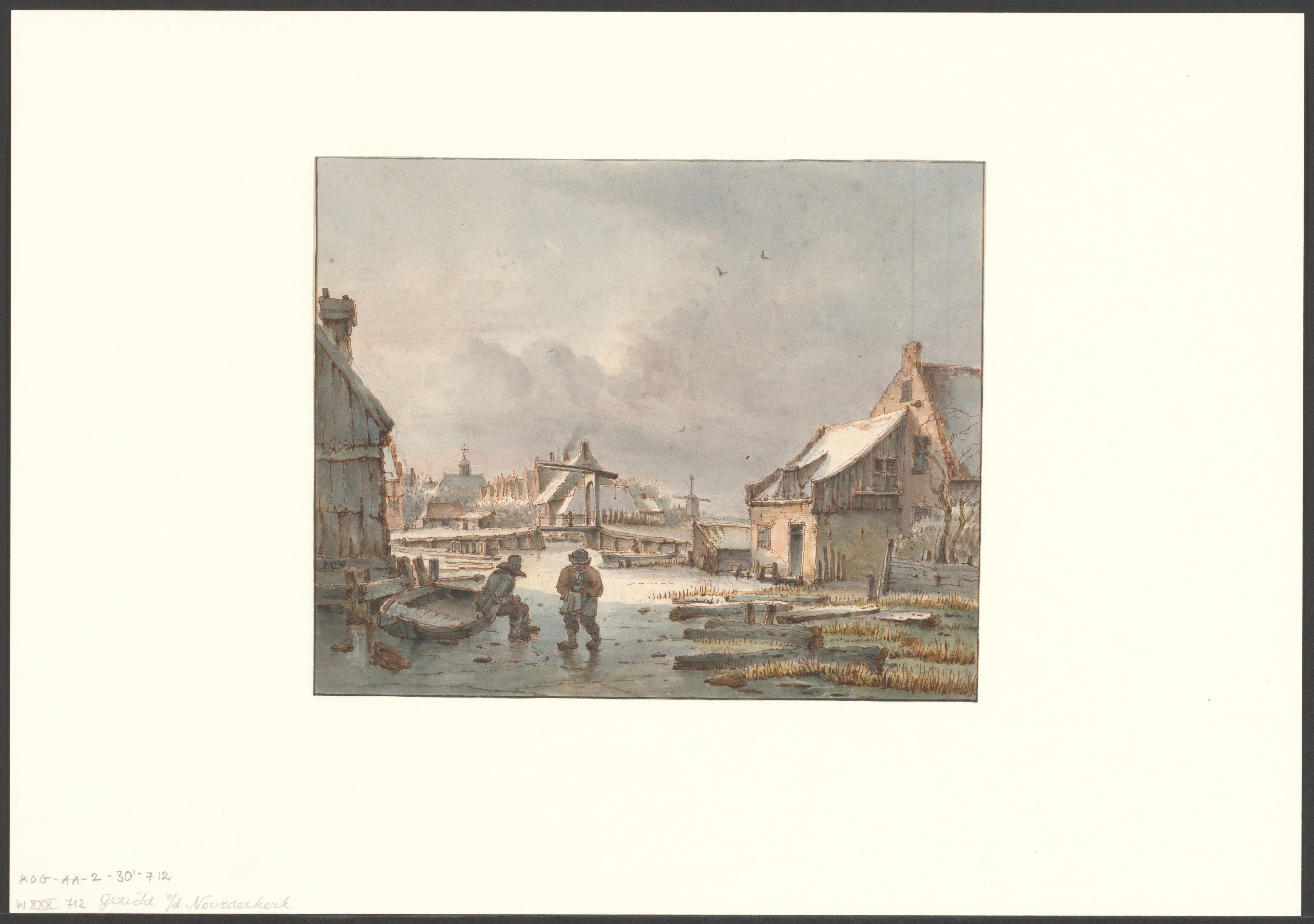 Gezicht op de Singelgracht in de winter