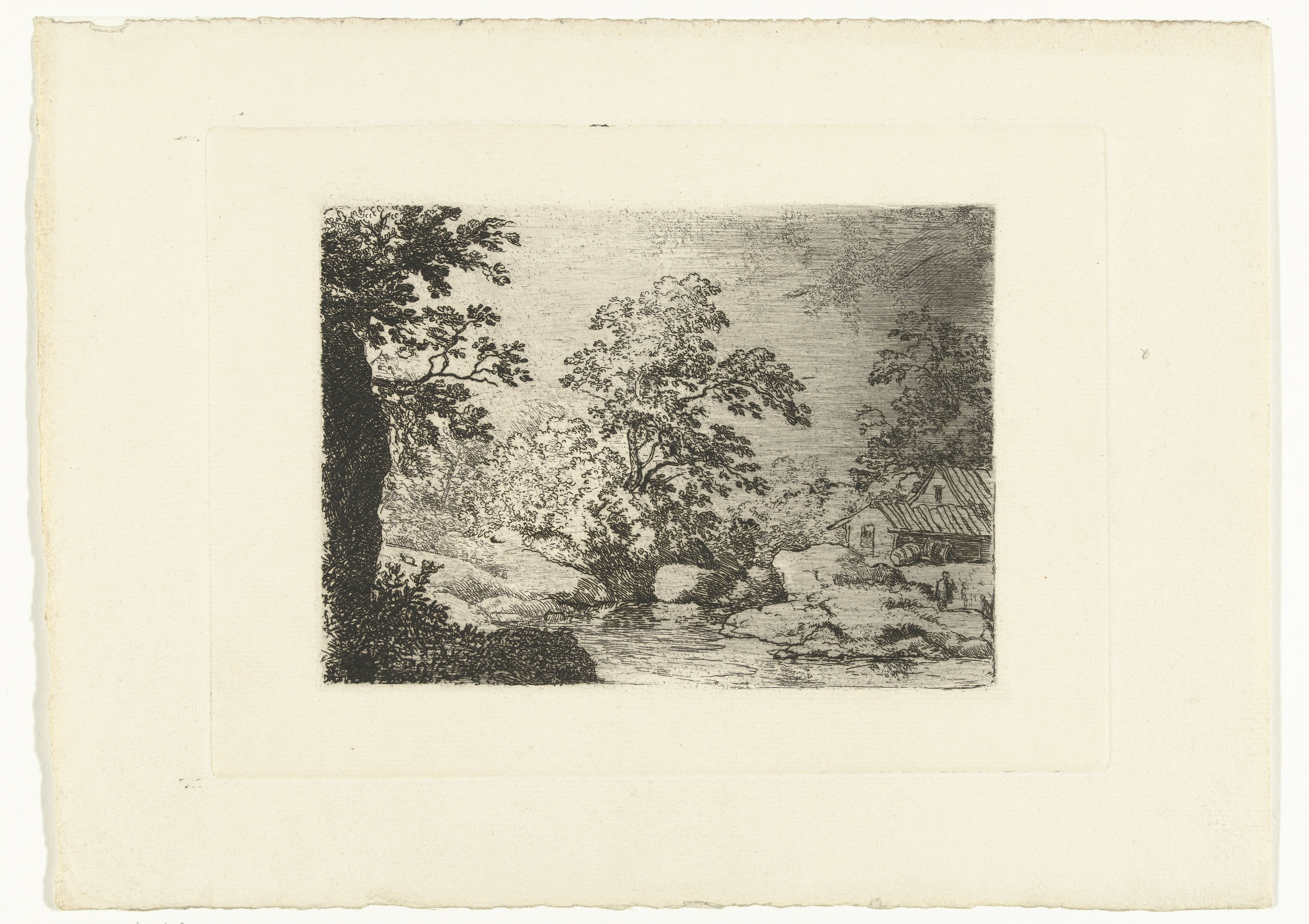 Landschap met huis bij een rivier