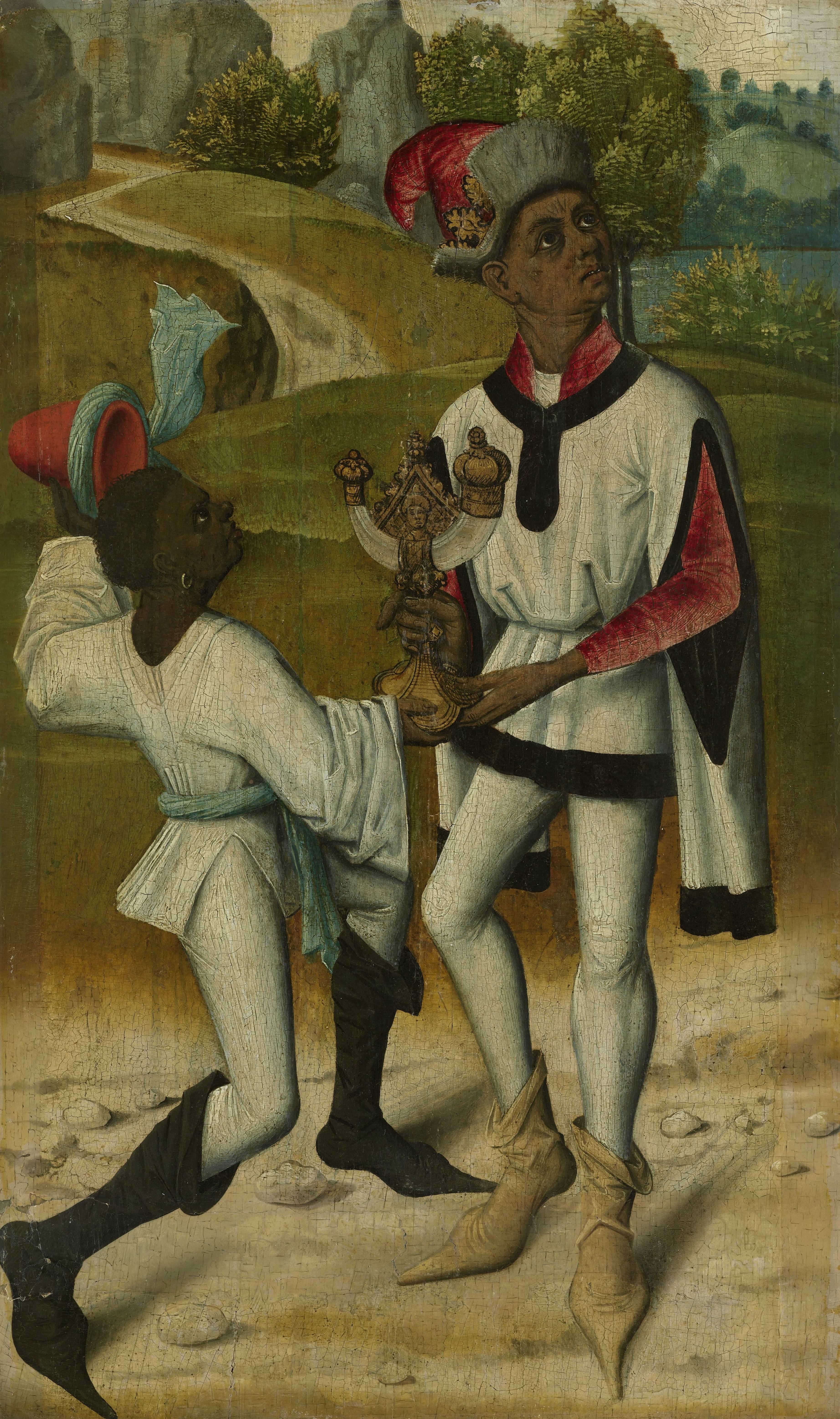 King Balthasar, one of the Three Magi, and a Servant, fragment from An Adoration of the Magi