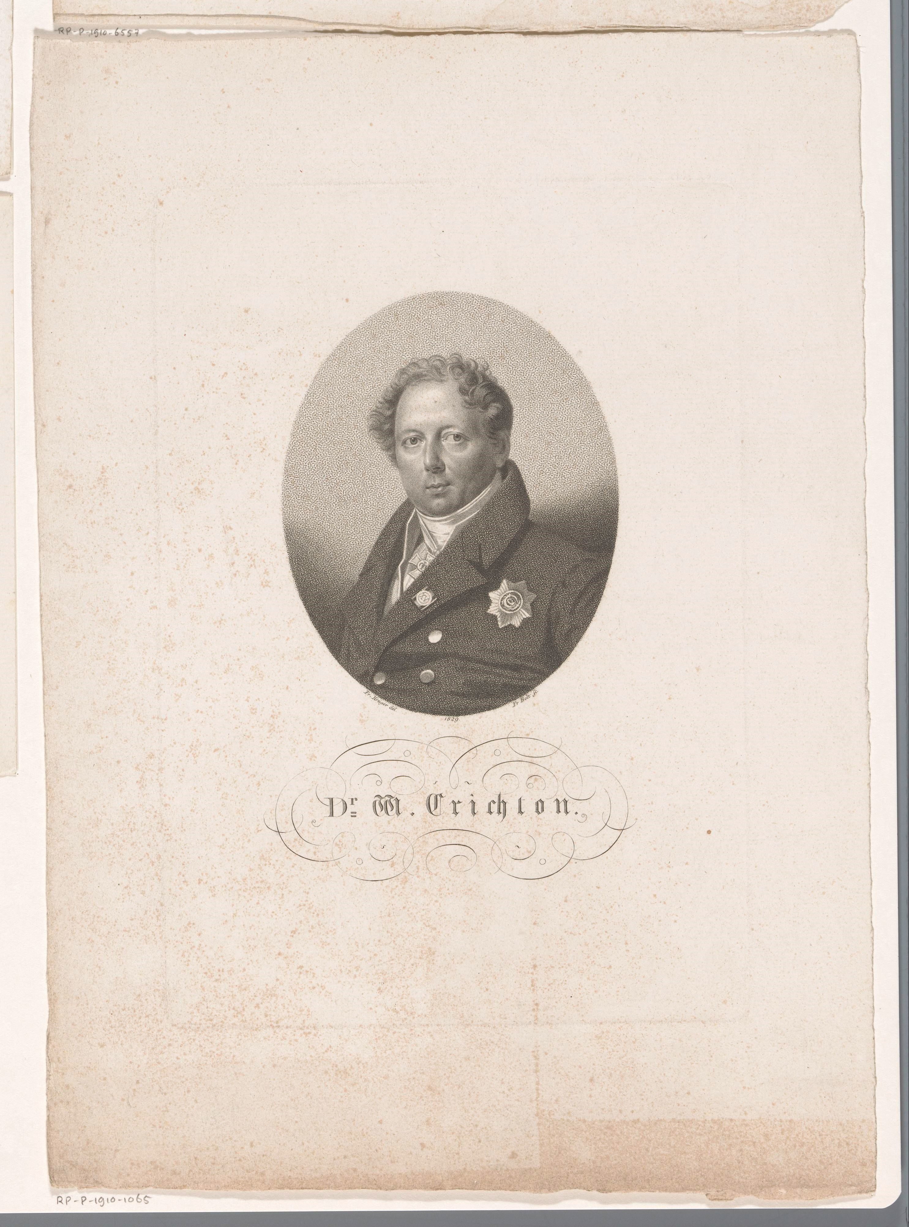 Portret van Dr. W. Chrichton, waarschijnlijk Archibald William Crichton