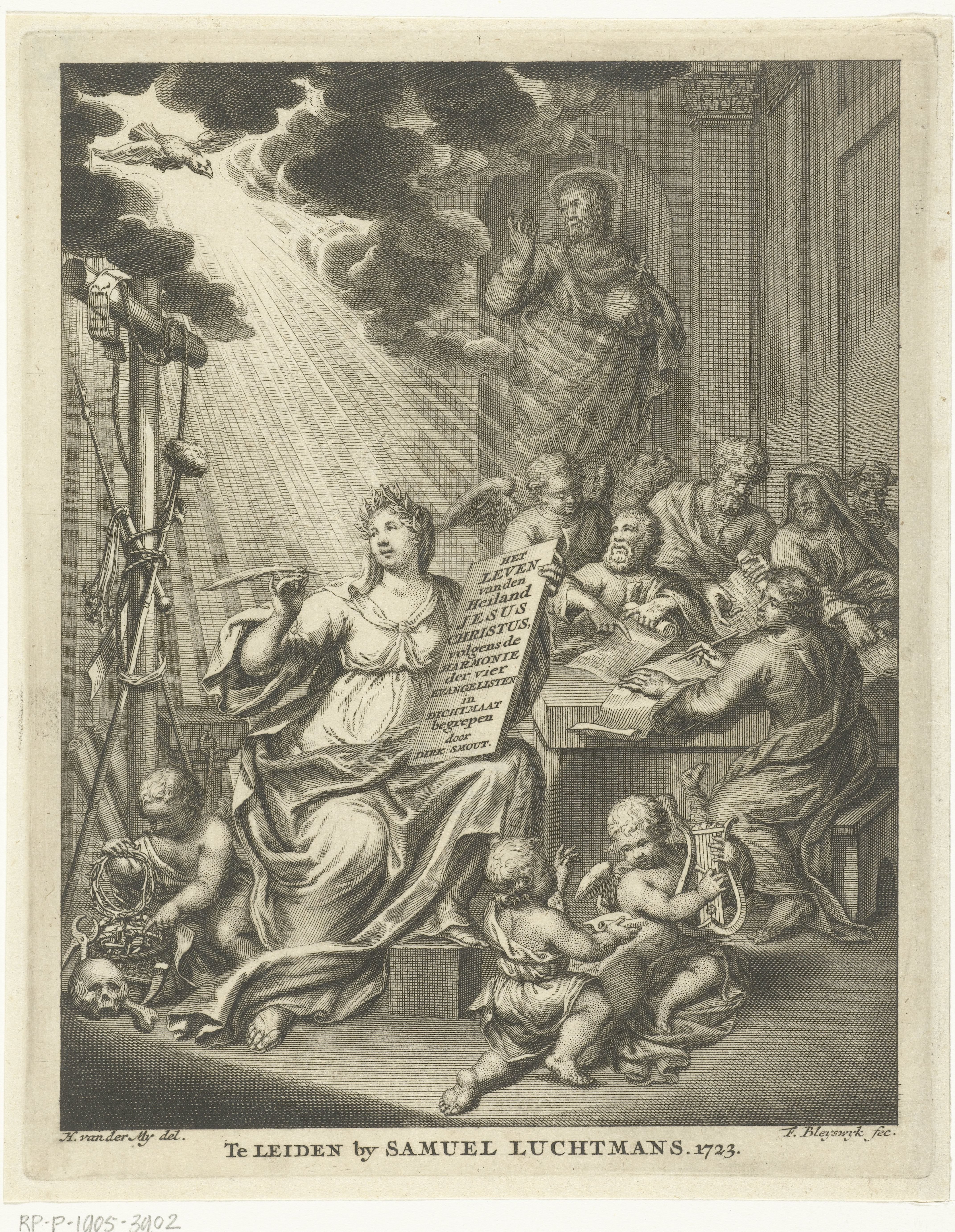 Allegorie met vrouwelijke personificatie en vier evangelisten