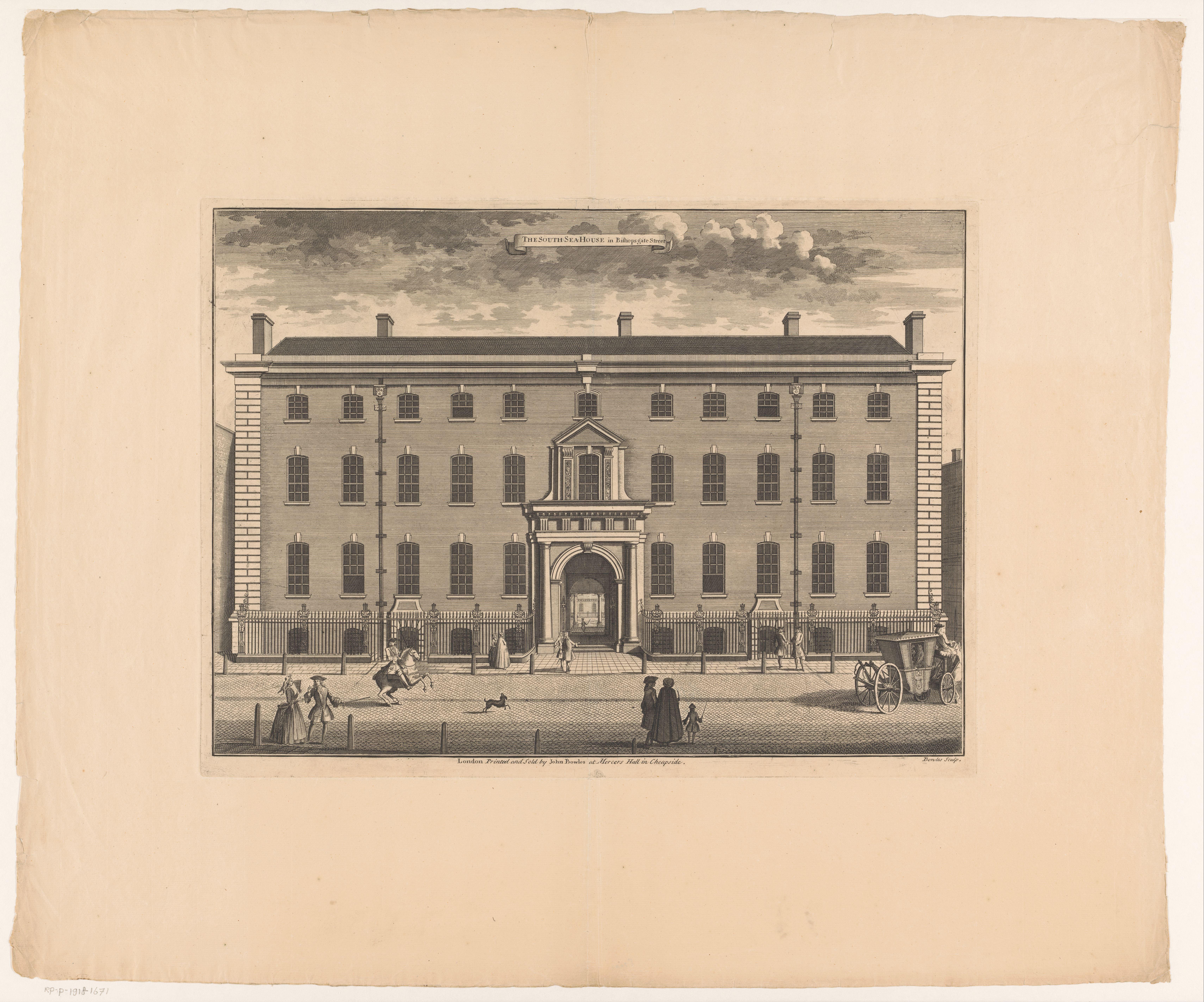 Hoofdkwartier van de South Sea Company in Londen