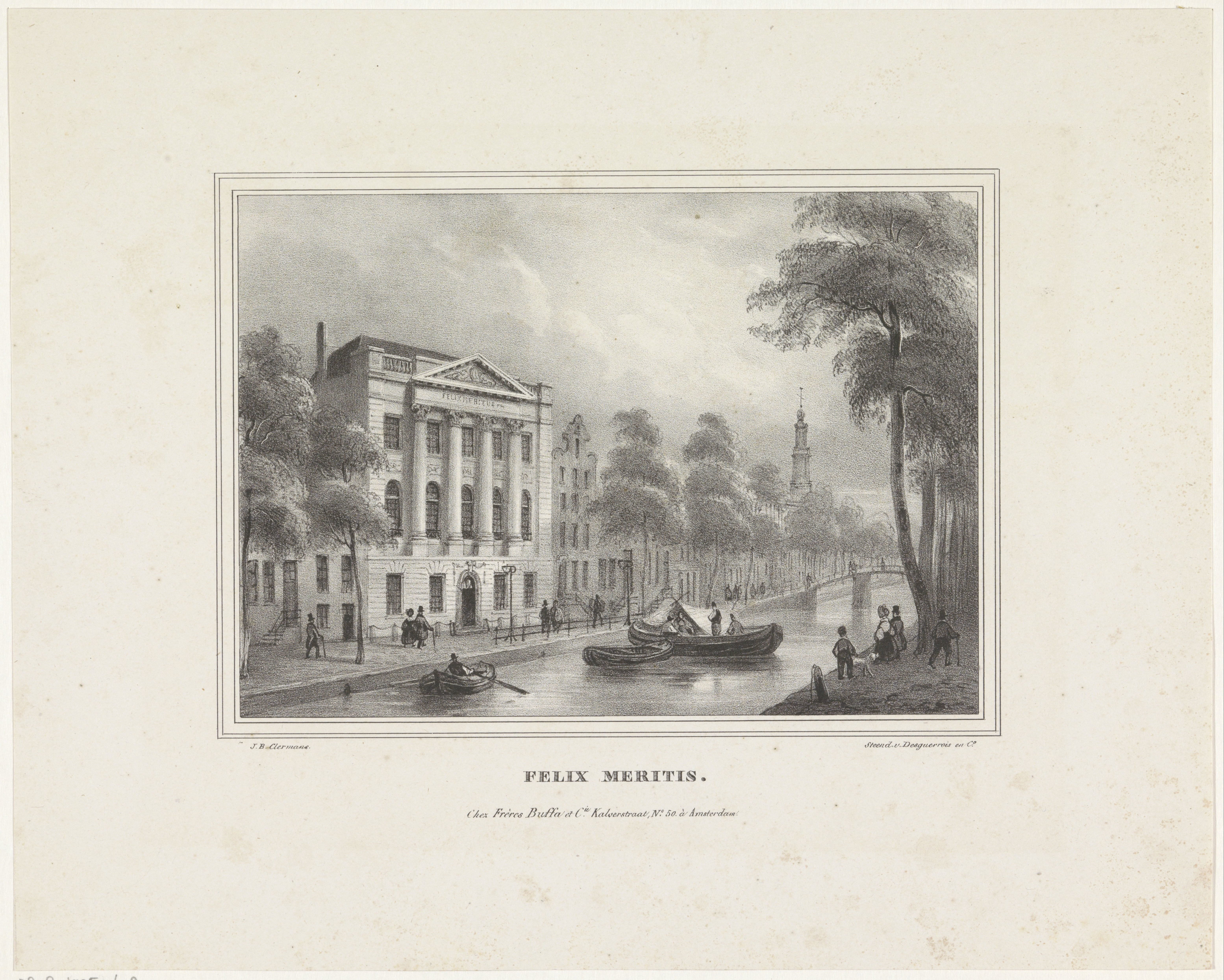 Gezicht op Felix Meritis aan de Keizersgracht in Amsterdam