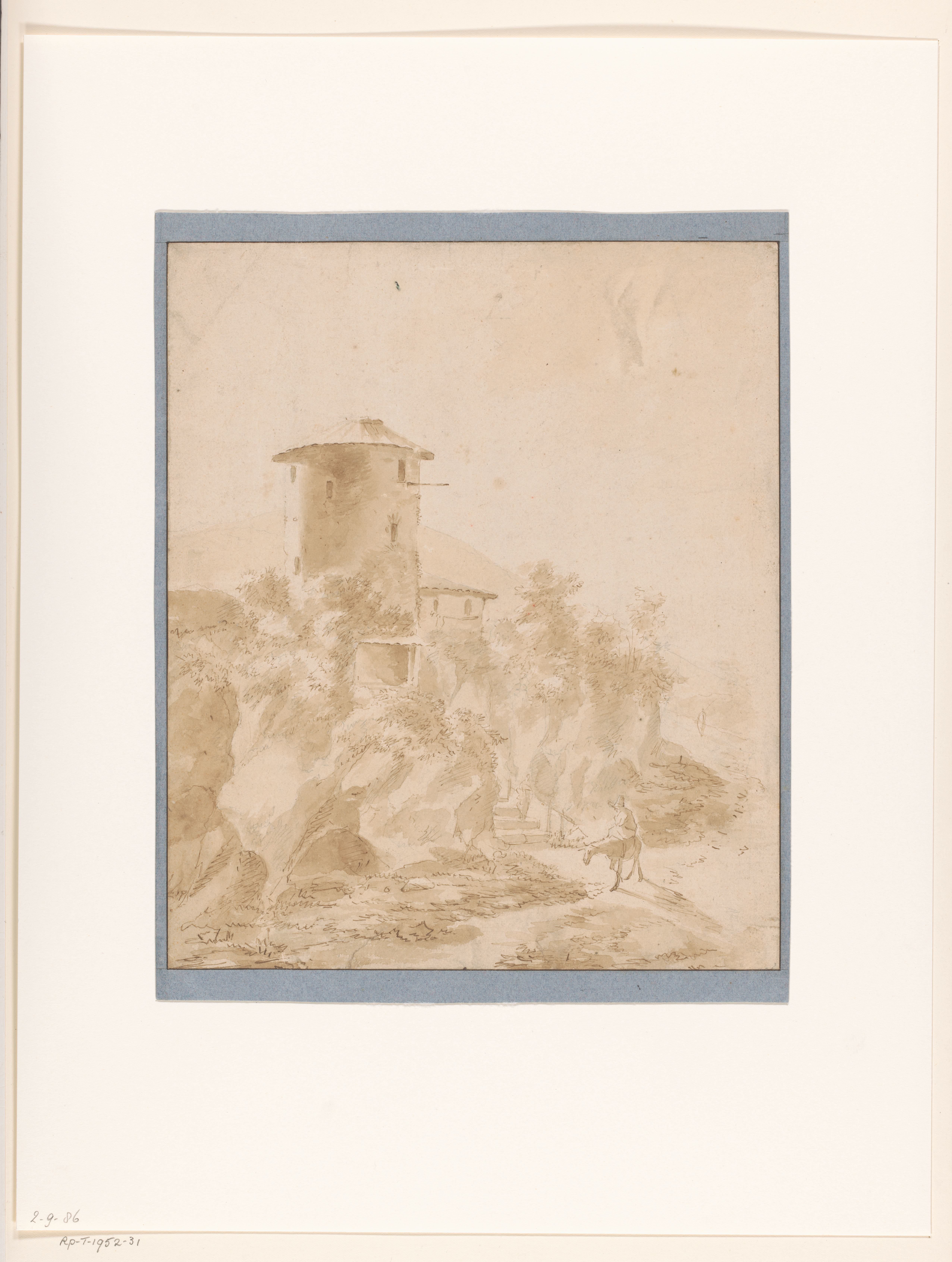 View of an Italianate Round Tower on a Rock