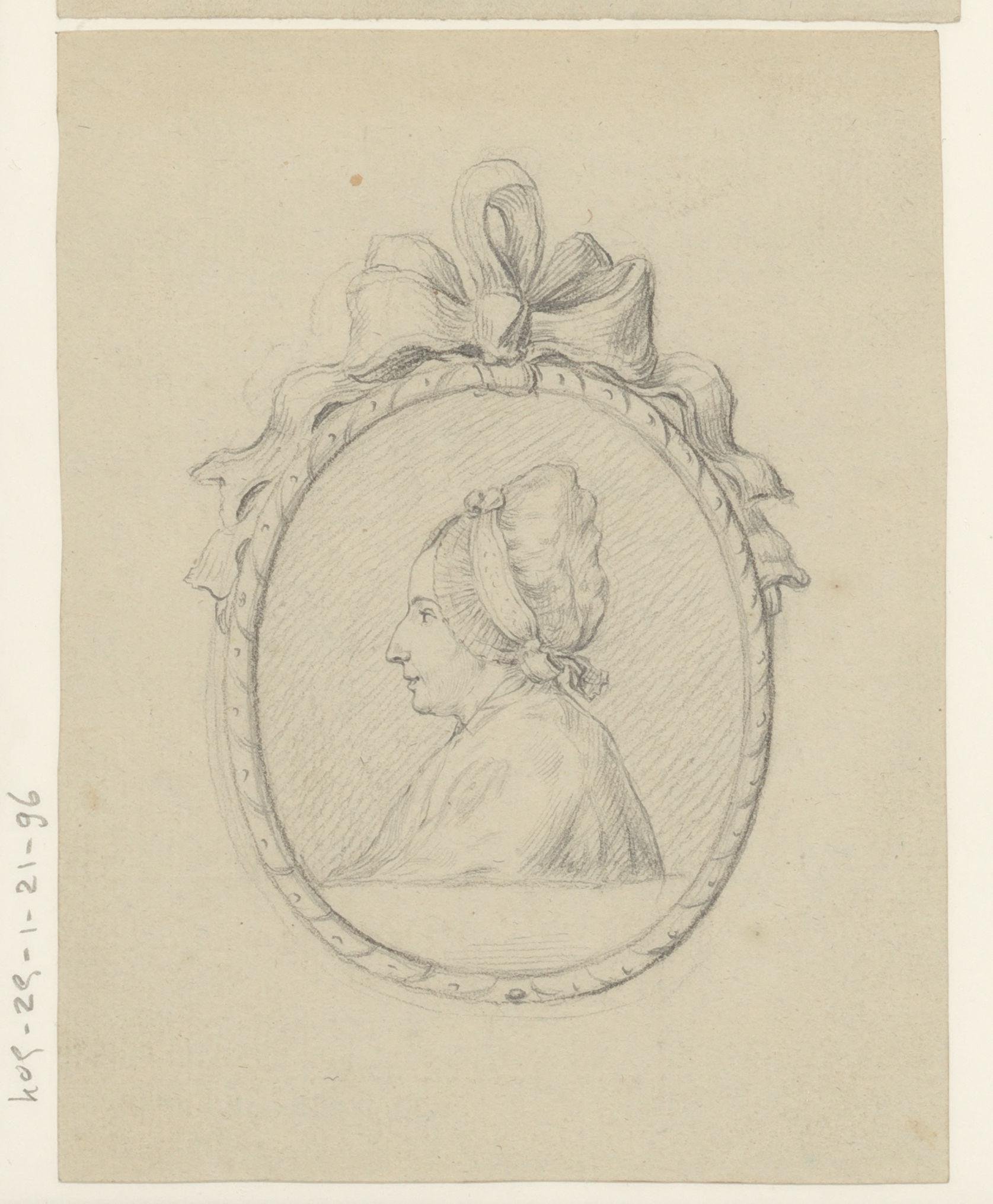 Portret van een vrouw in een medaillon, mogelijk de zus van Jean Bernard