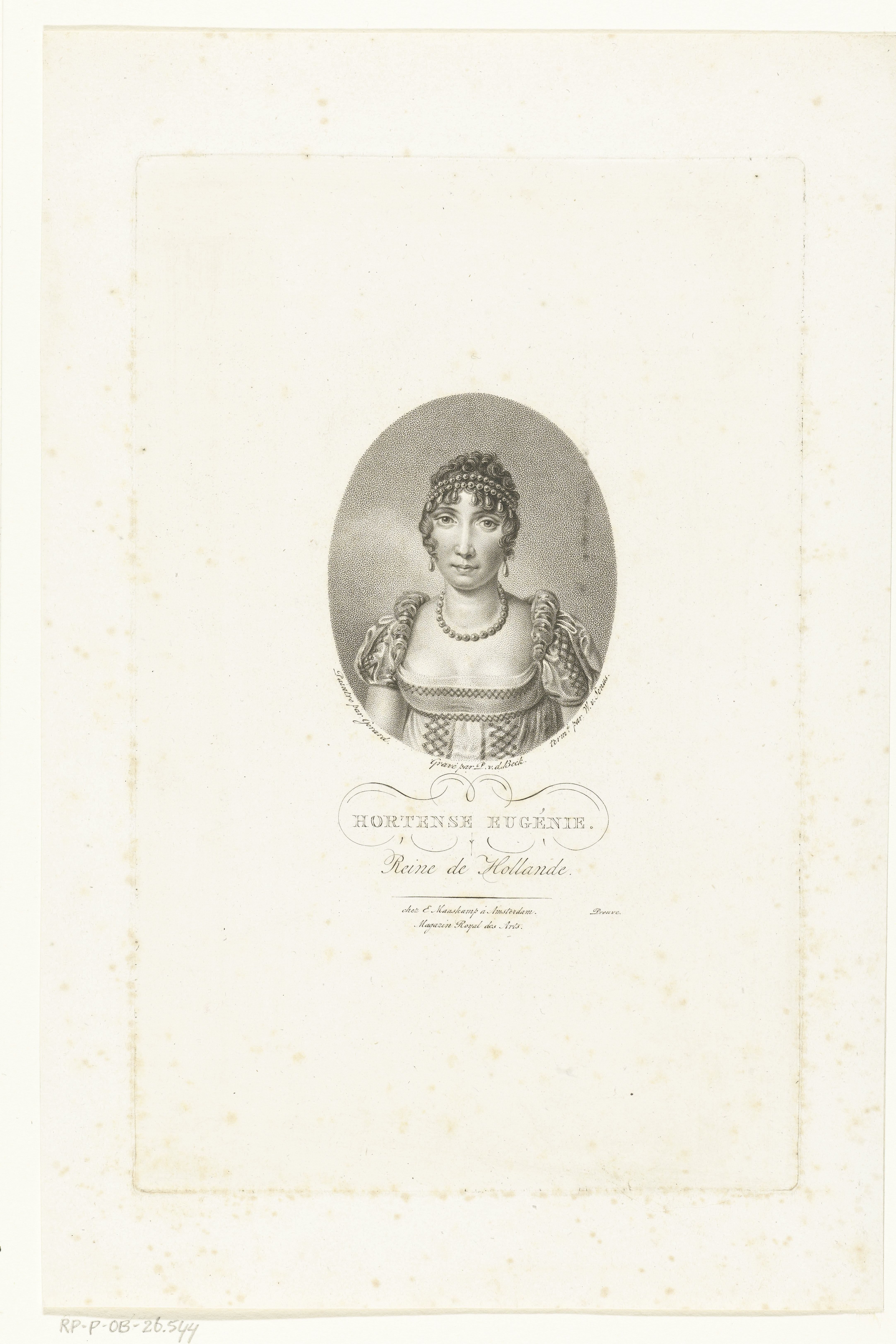 Portret van Hortense Eugénie de Beauharnais koningin van Holland