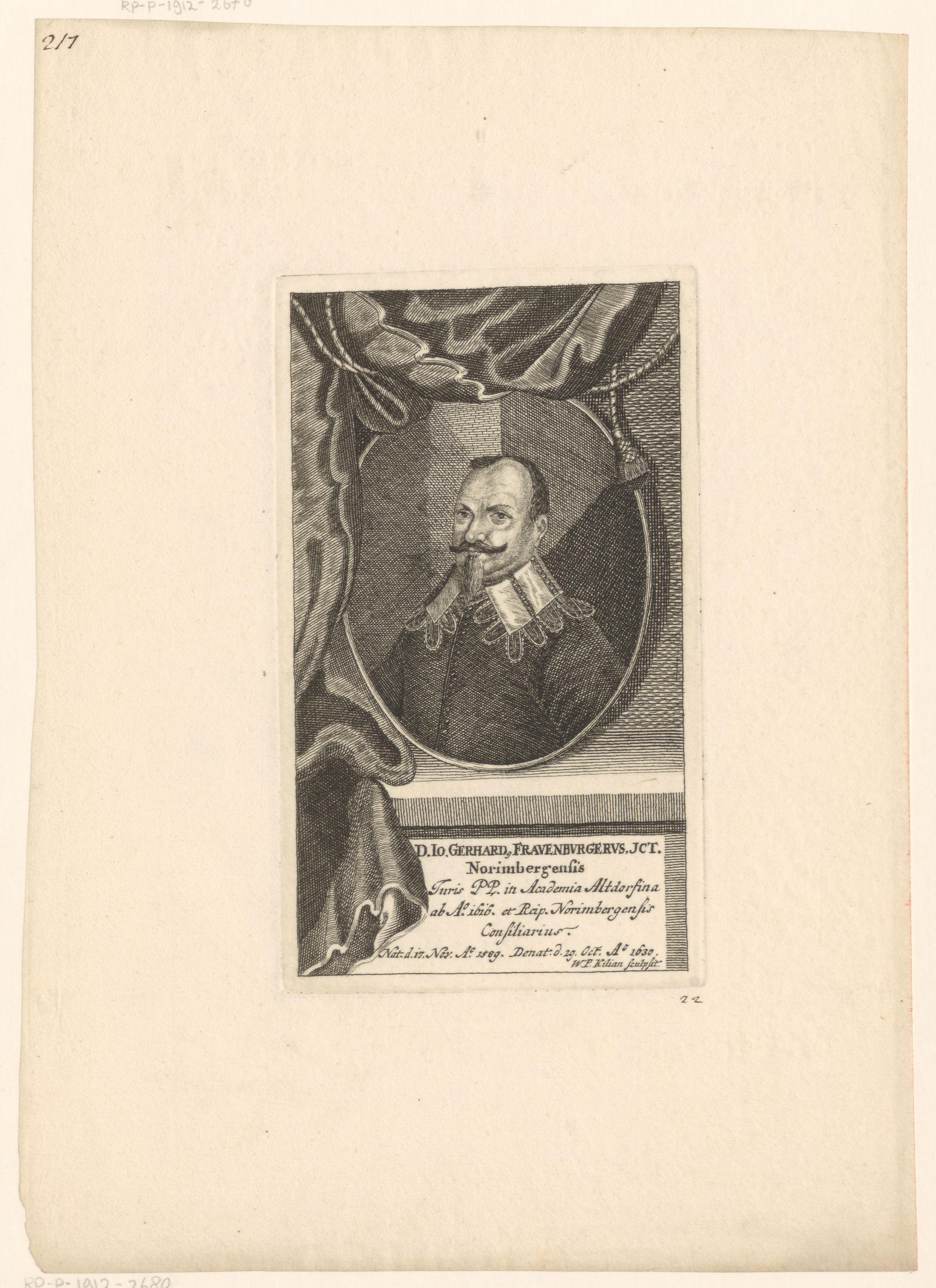 Portret van Johann Gerhard Frauenburger