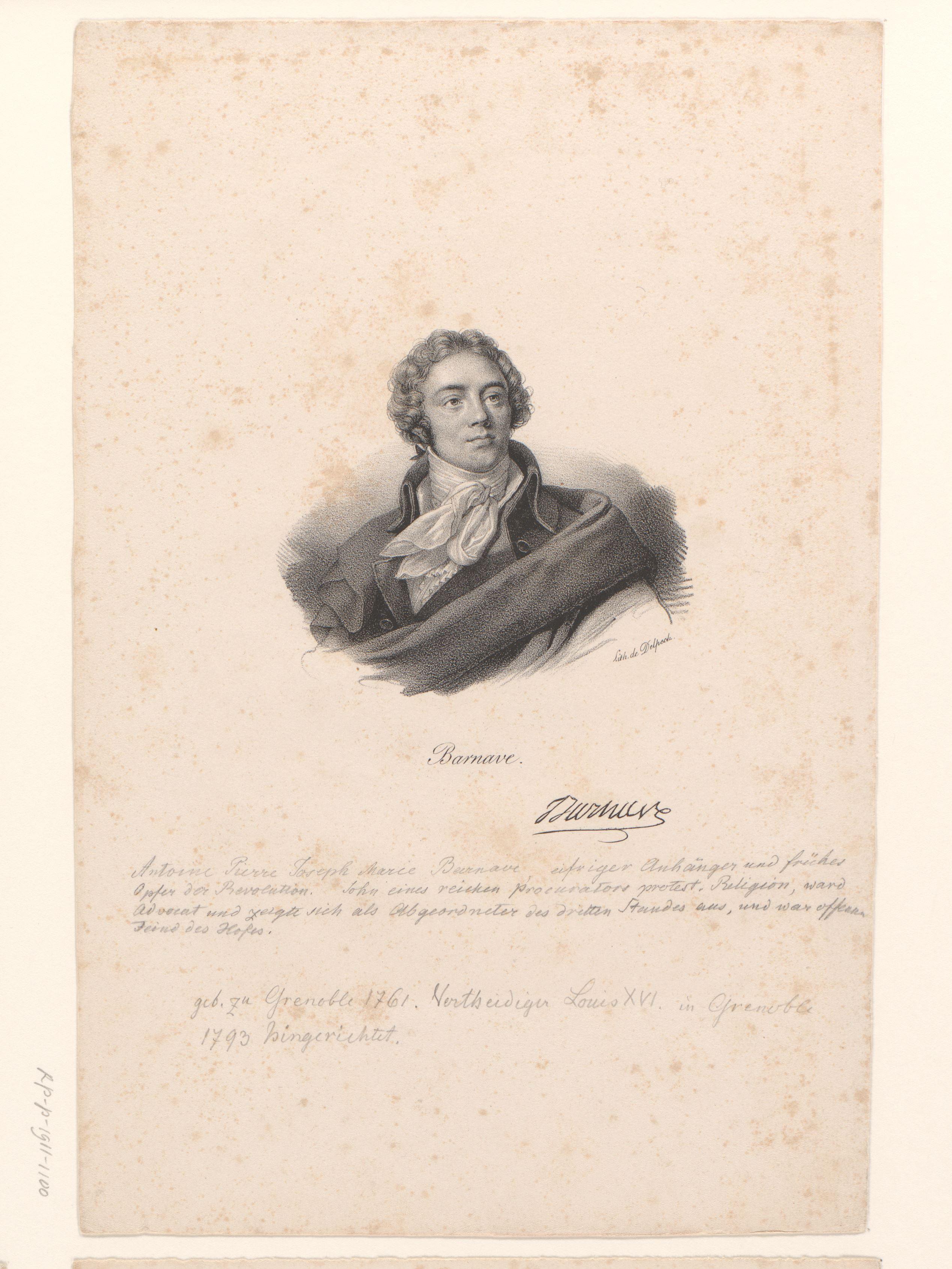 Portret van Antoine Barnave