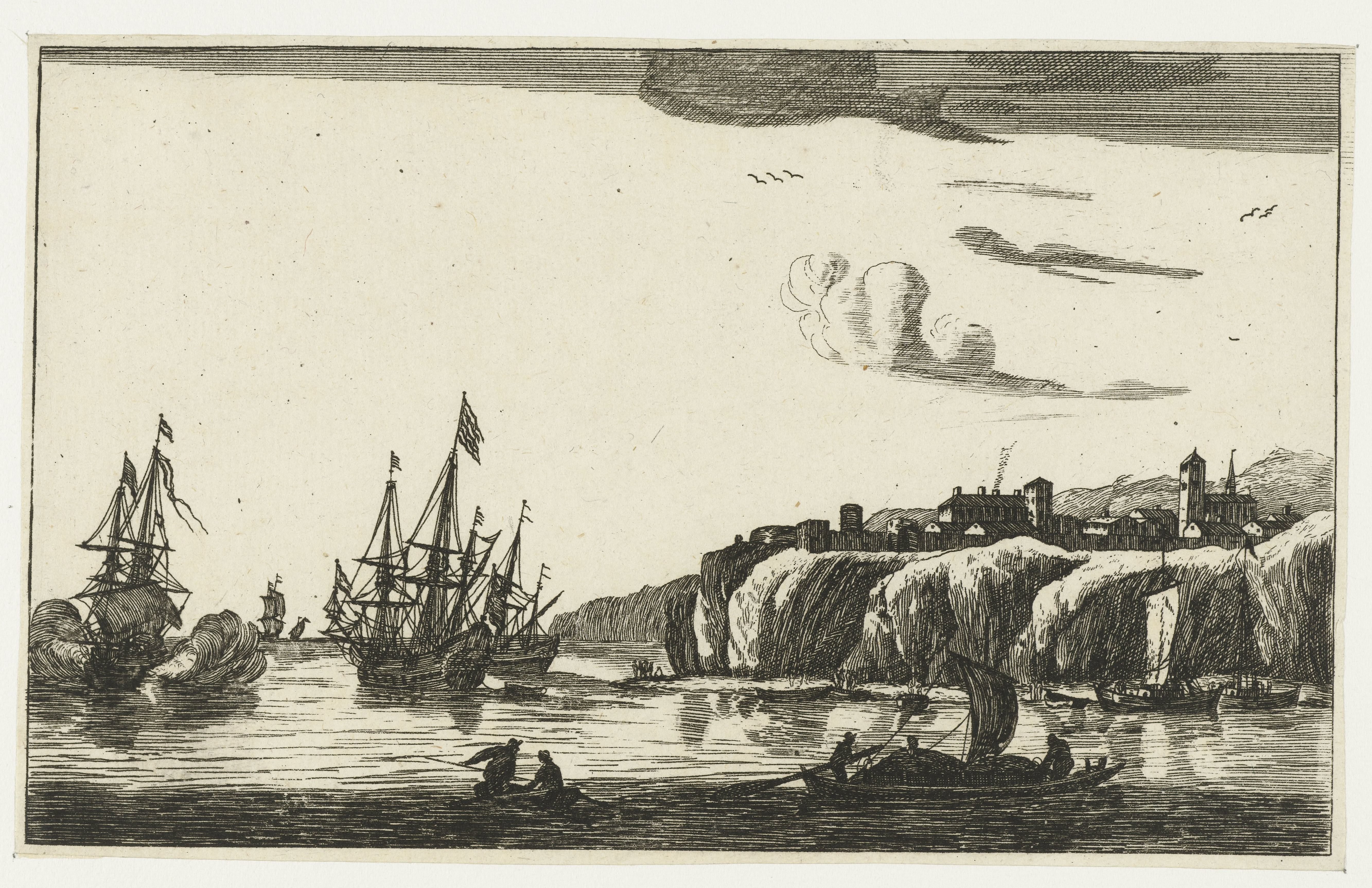 Haven met een dorp op een klif