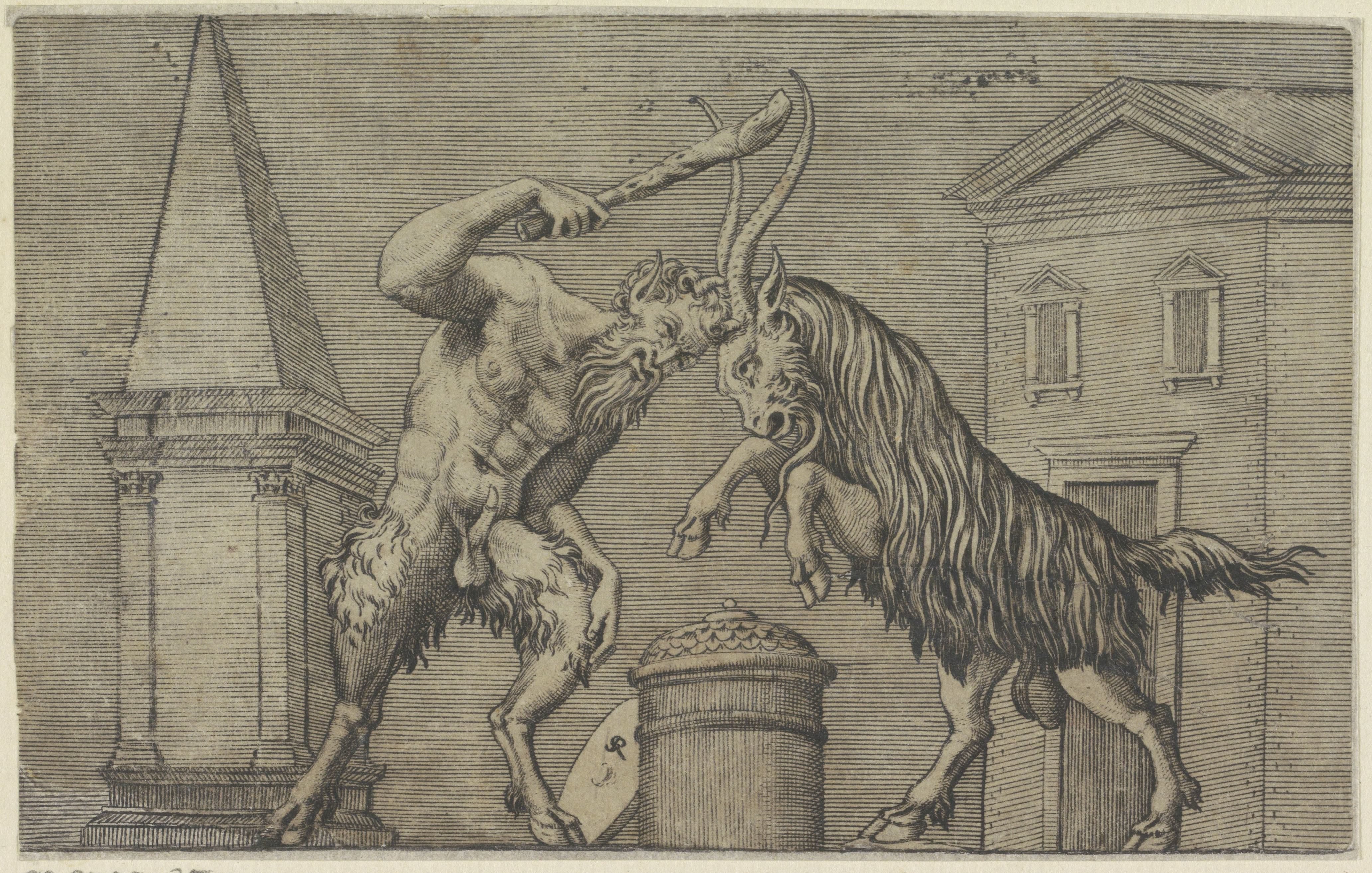 Sater en ram in gevecht