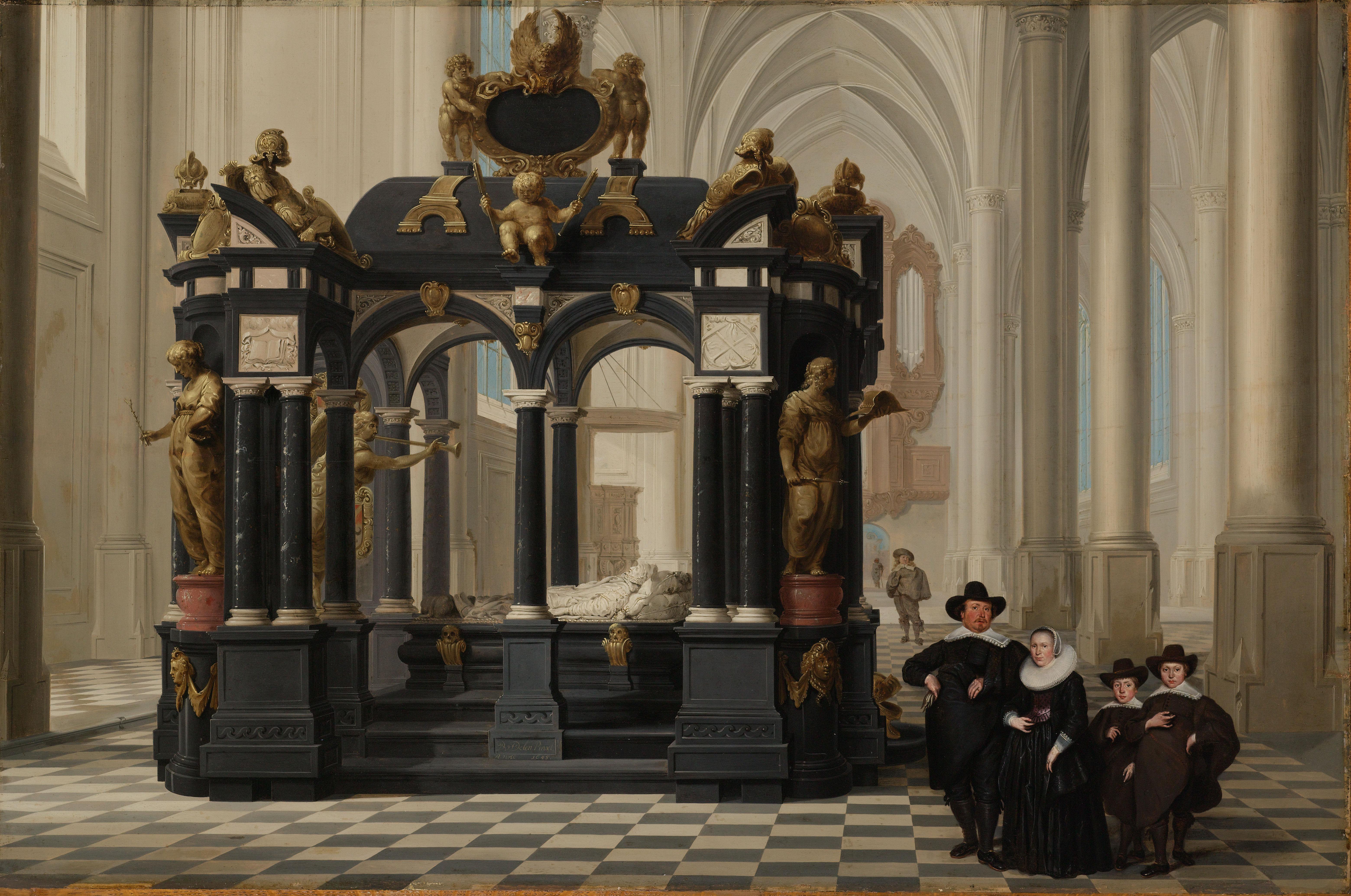 A Family beside the Tomb of Prince William i in the Nieuwe Kerk, Delft