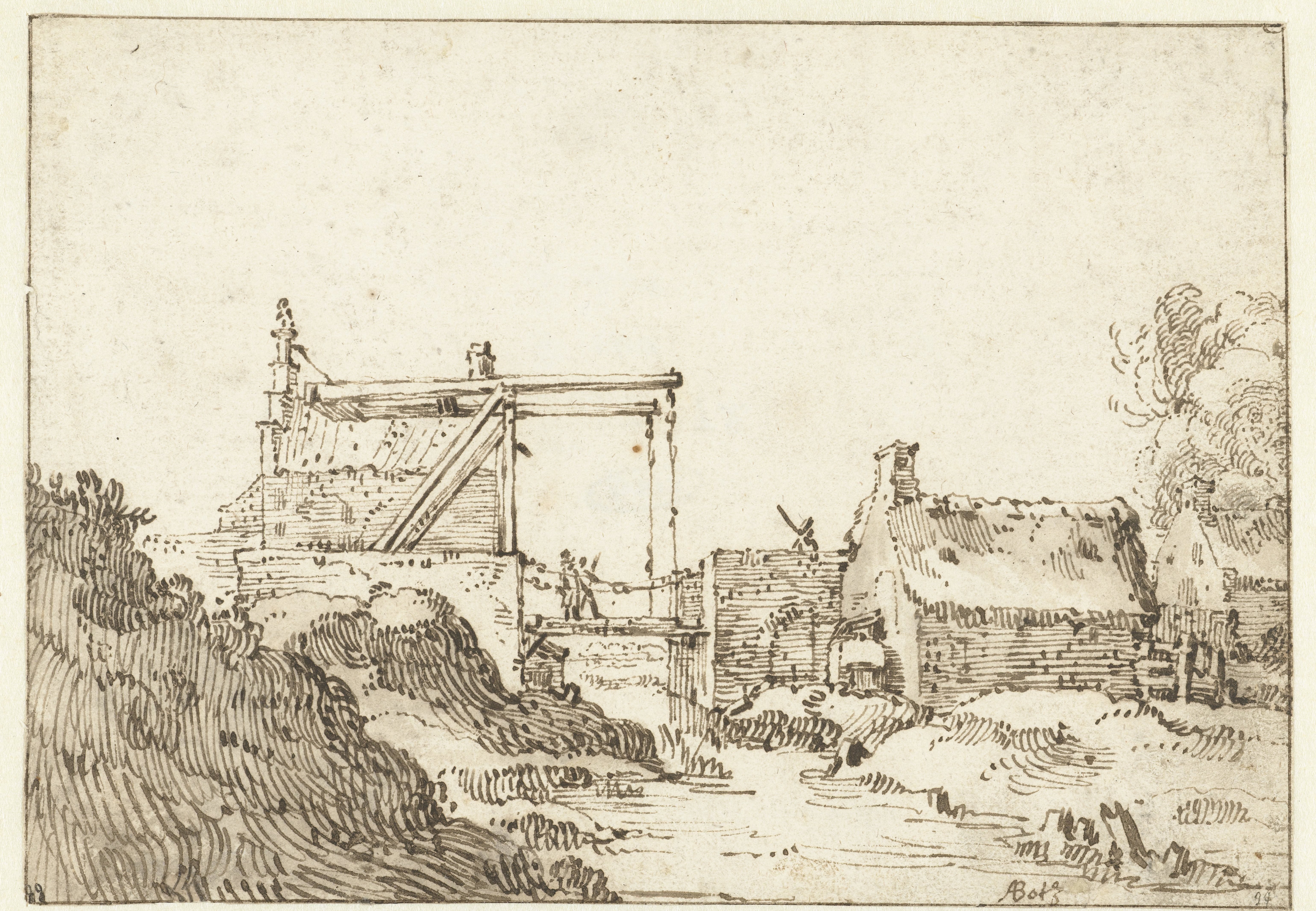 Ophaalbrug bij een stadswal
