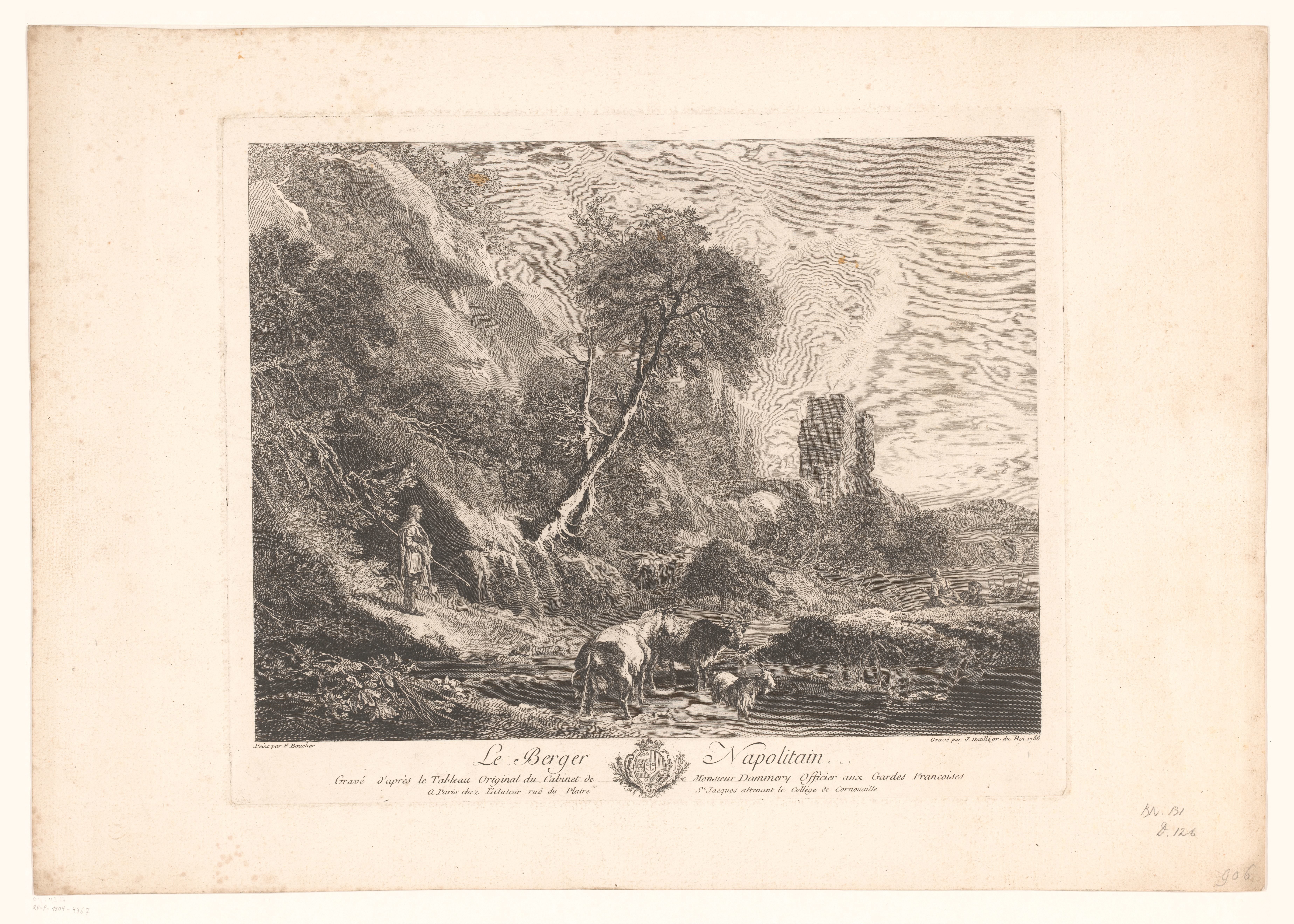Landschap met veehoeders en ruïne