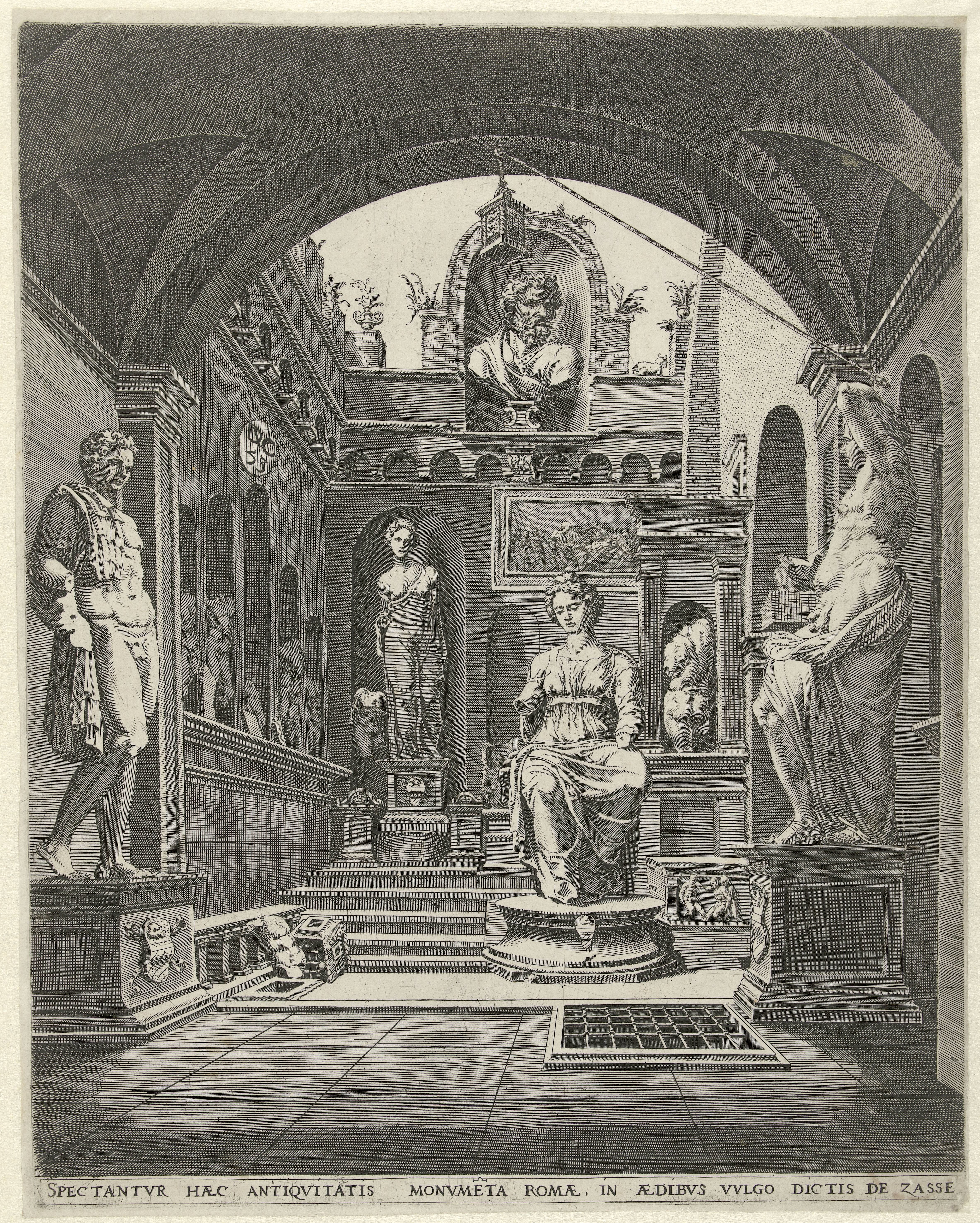 Beeldenbinnenplaats in de Casa Sassi te Rome