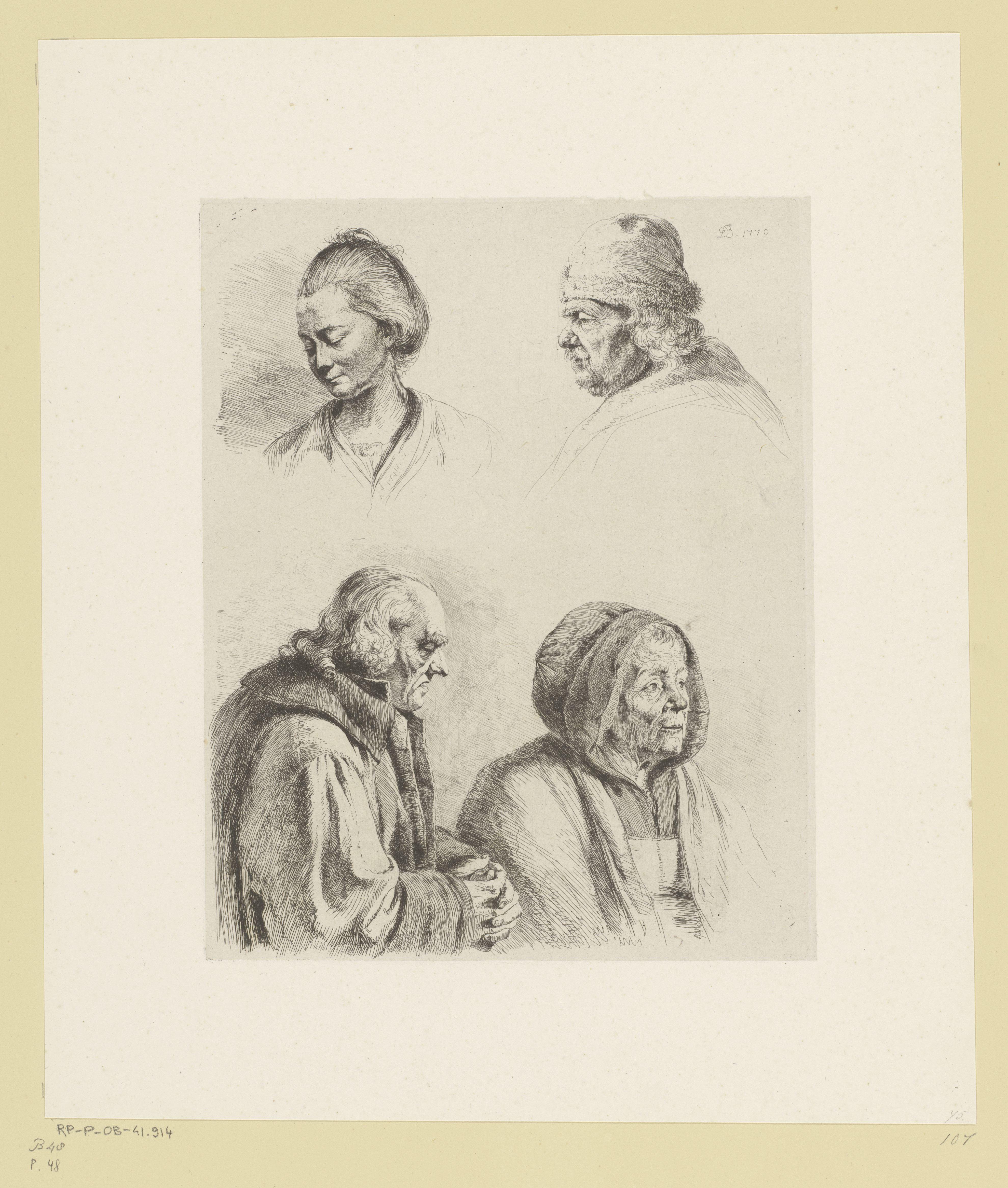Compositie met twee hoofden en twee bustes van mannen en vrouwen