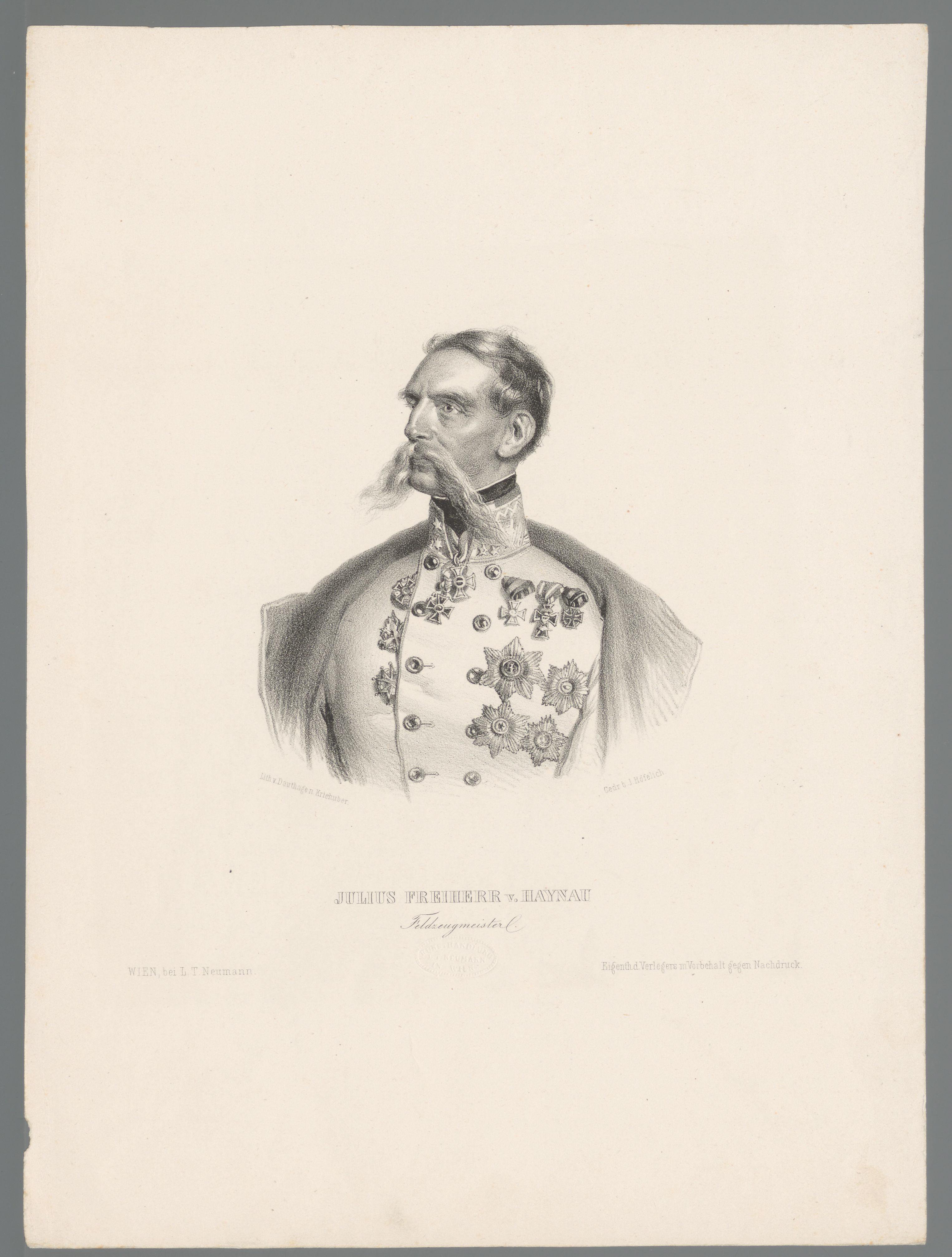 Portret van Julius Jacob von Haynau