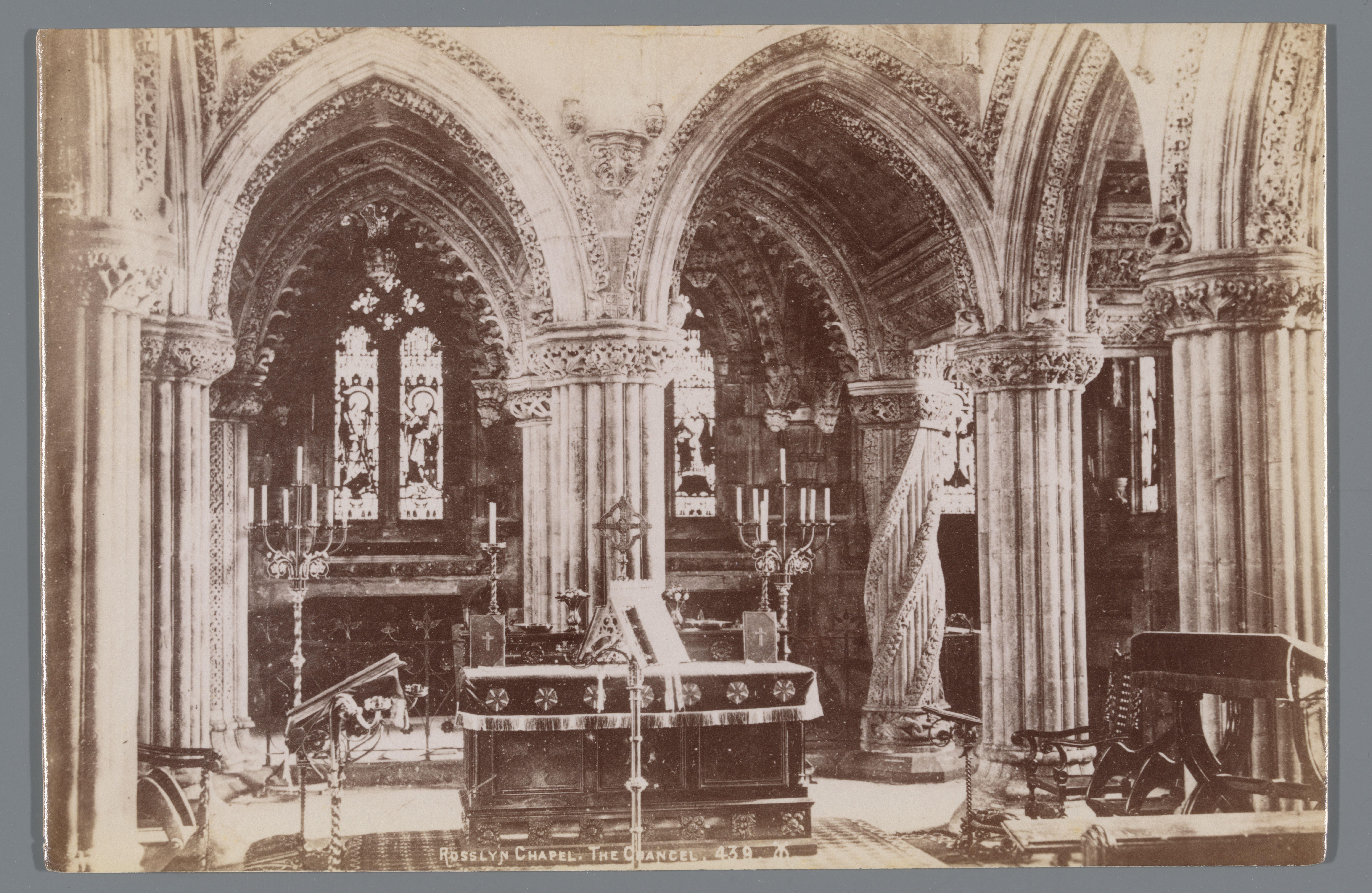 Koor van de Rosslyn Chapel nabij Edinburgh, Schotland