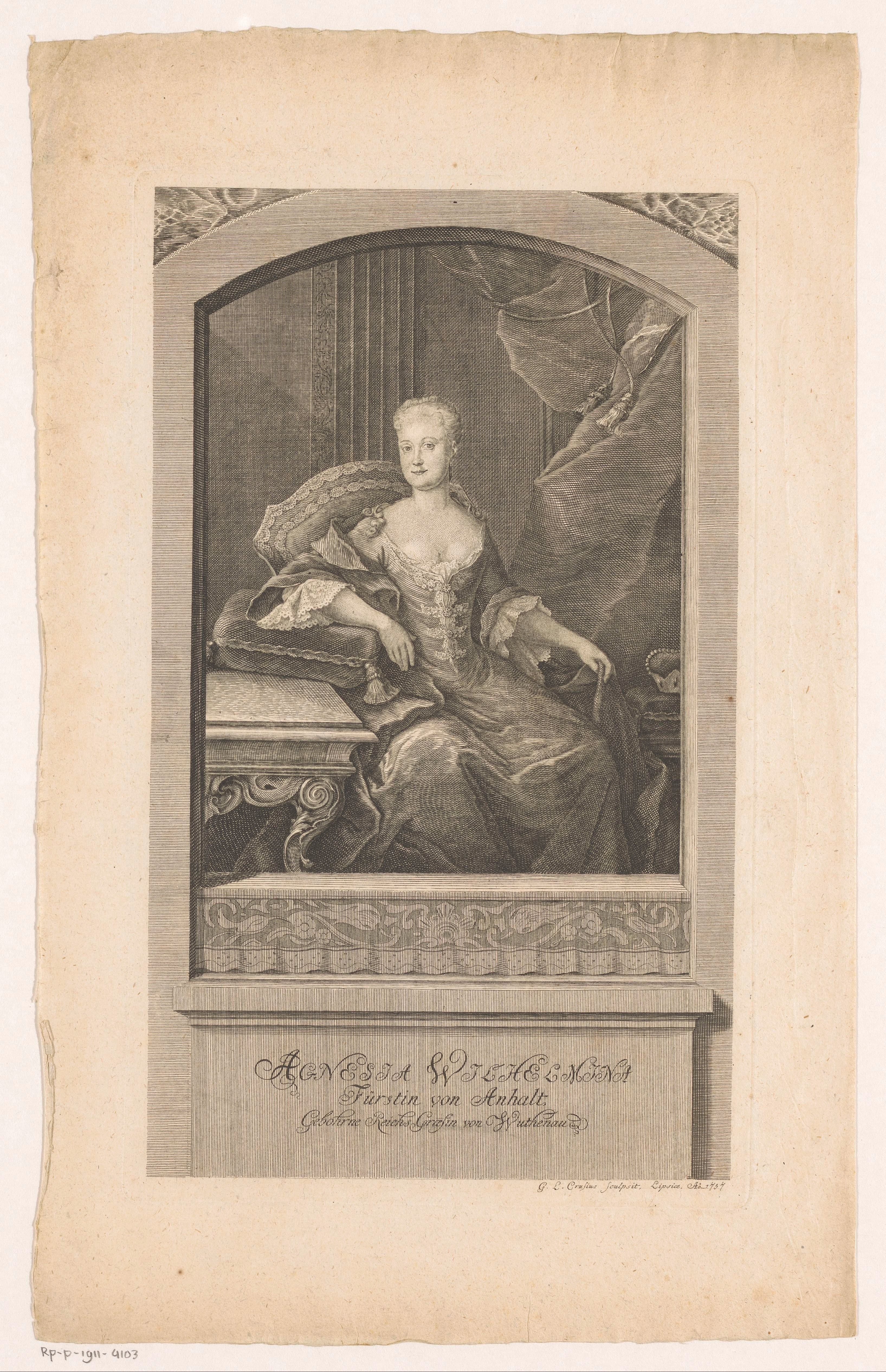 Portret van Agnes Wilhelmine Füstin von Anhalt