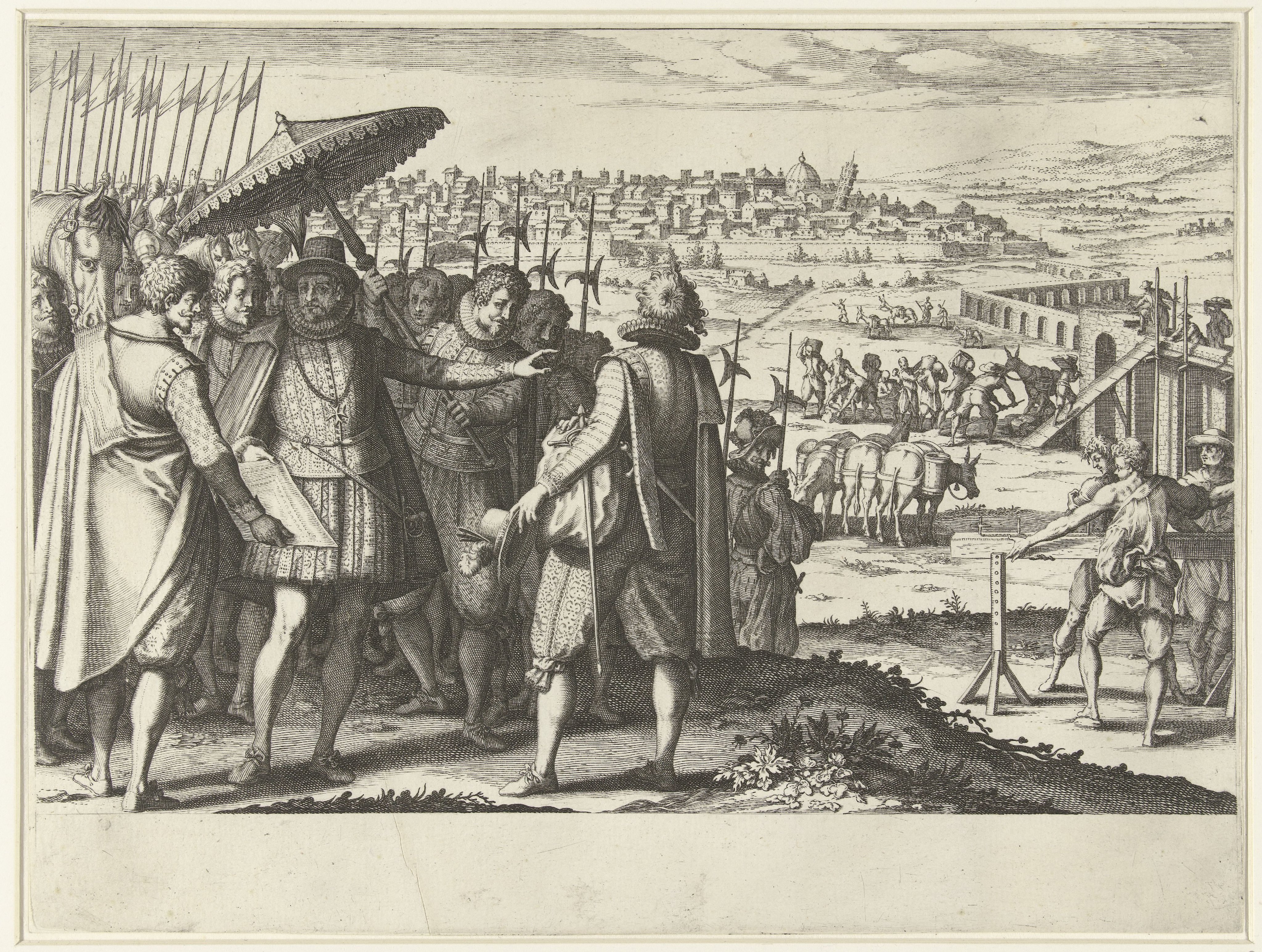 Ferdinando I de' Medici laat het aquaduct bij Pisa repareren