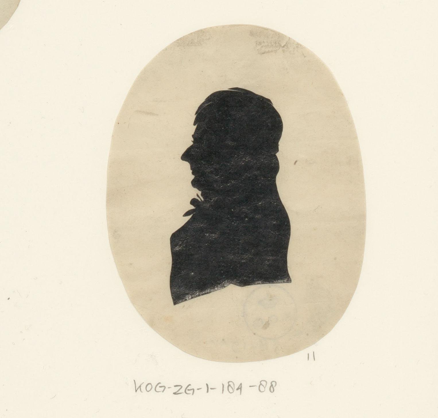 Silhouetportret van een onbekende man met pruik