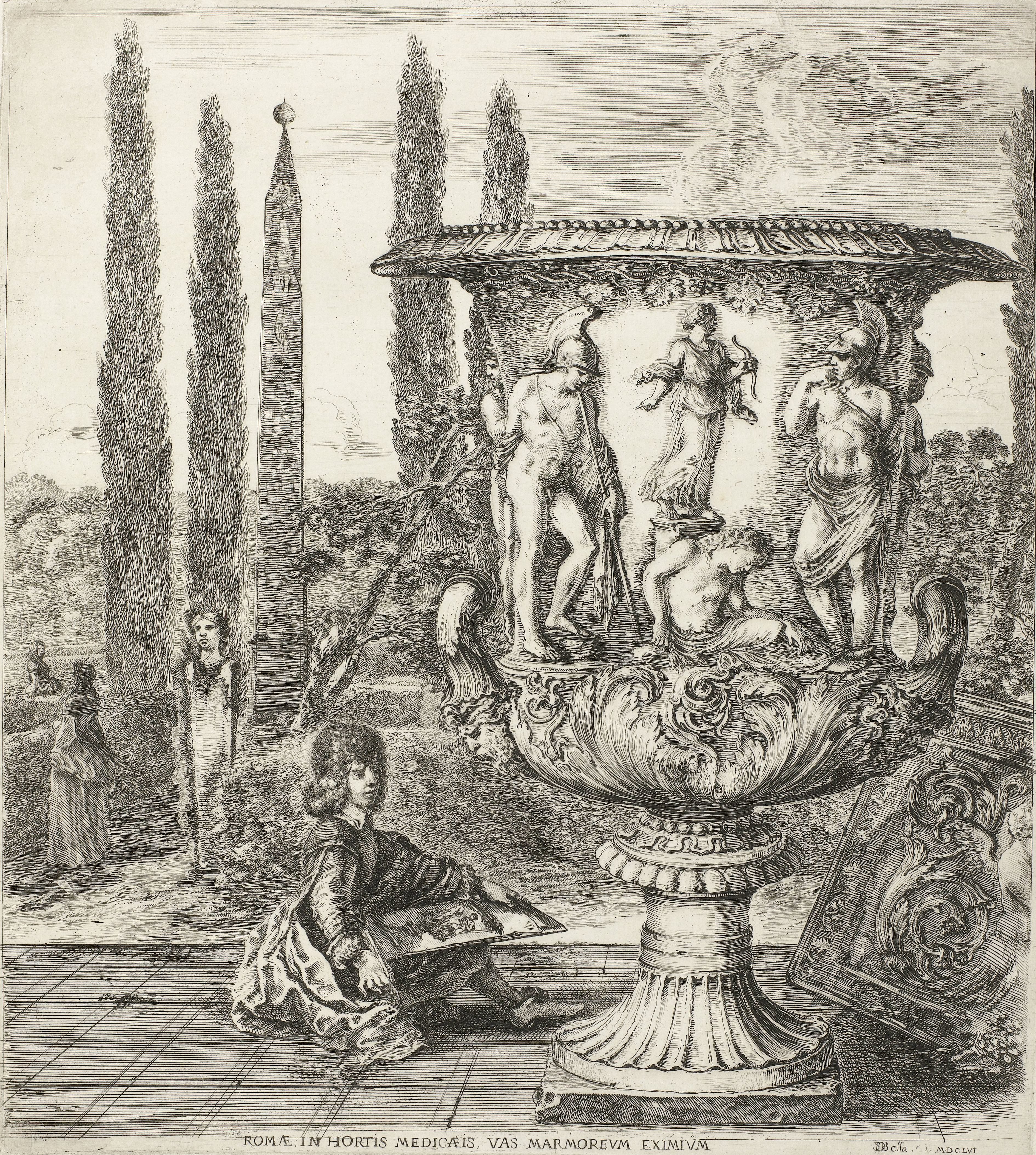 De jonge Cosimo III de Medici tekent de Medici-vaas