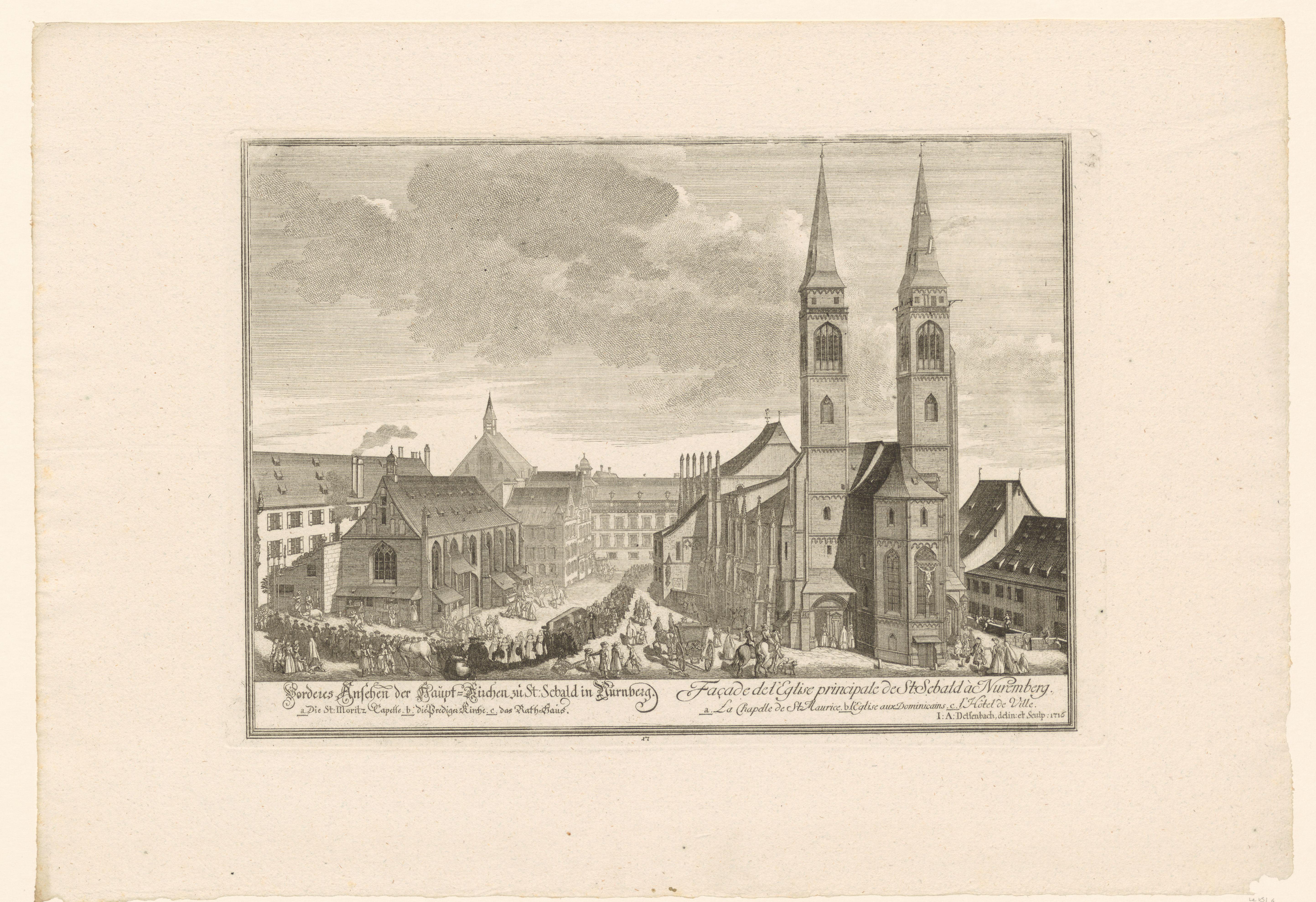 Gezicht op de Heilige Sebalduskerk in Neurenberg