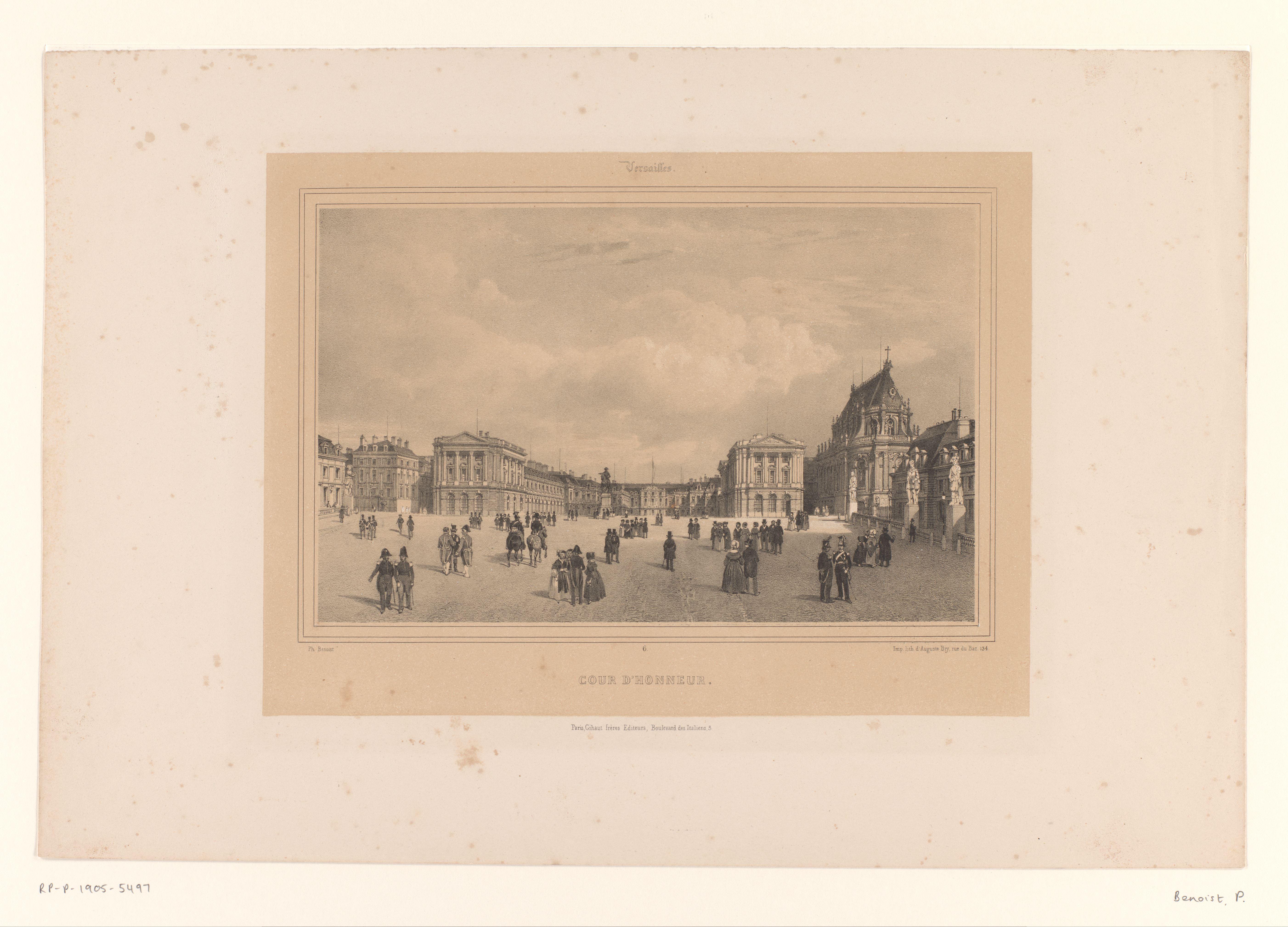 Zicht op de Cour d'Honneur van het Kasteel van Versailles