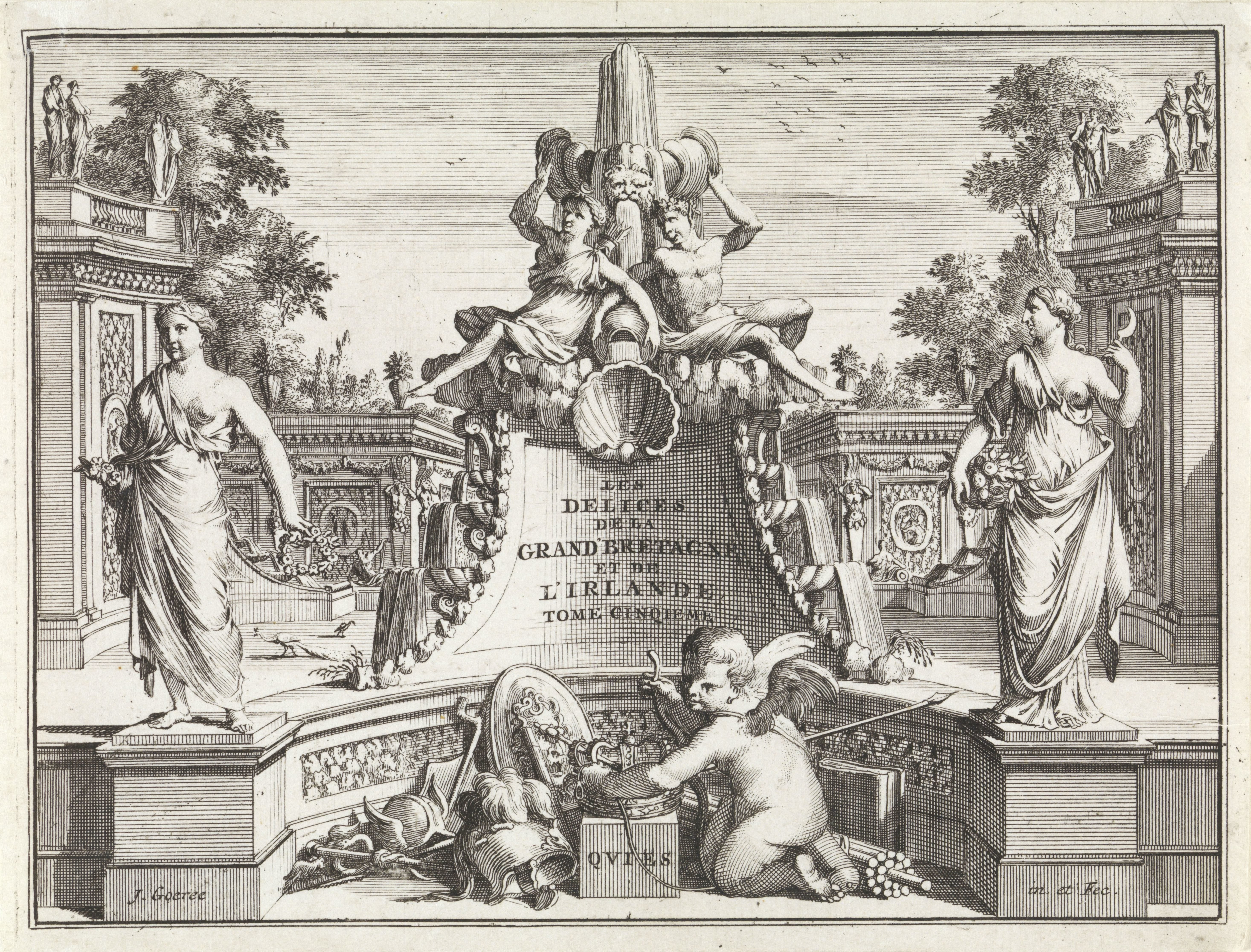 Fontein in een architectonische tuin
