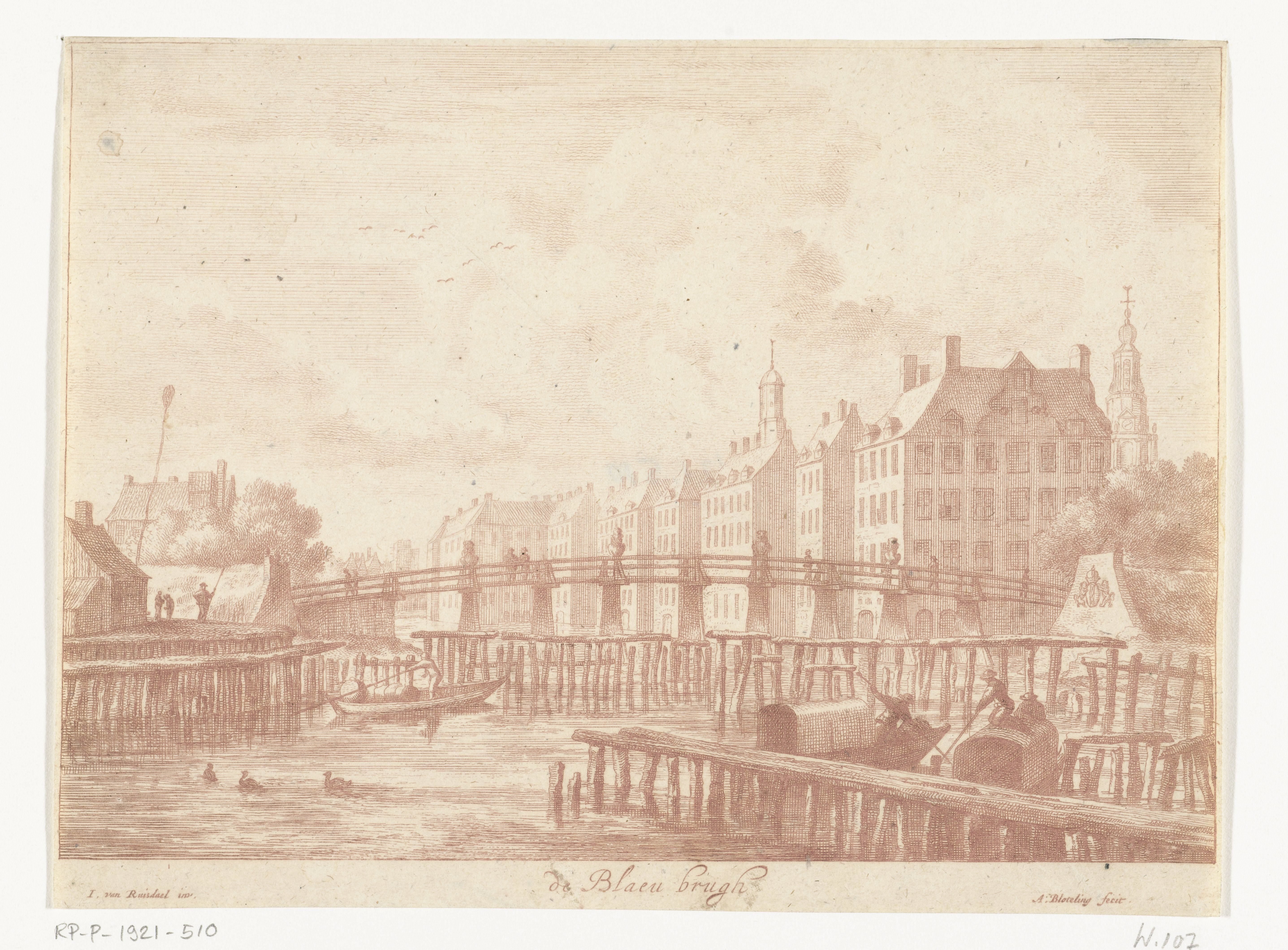 Gezicht op de Blauwbrug over de Amstel