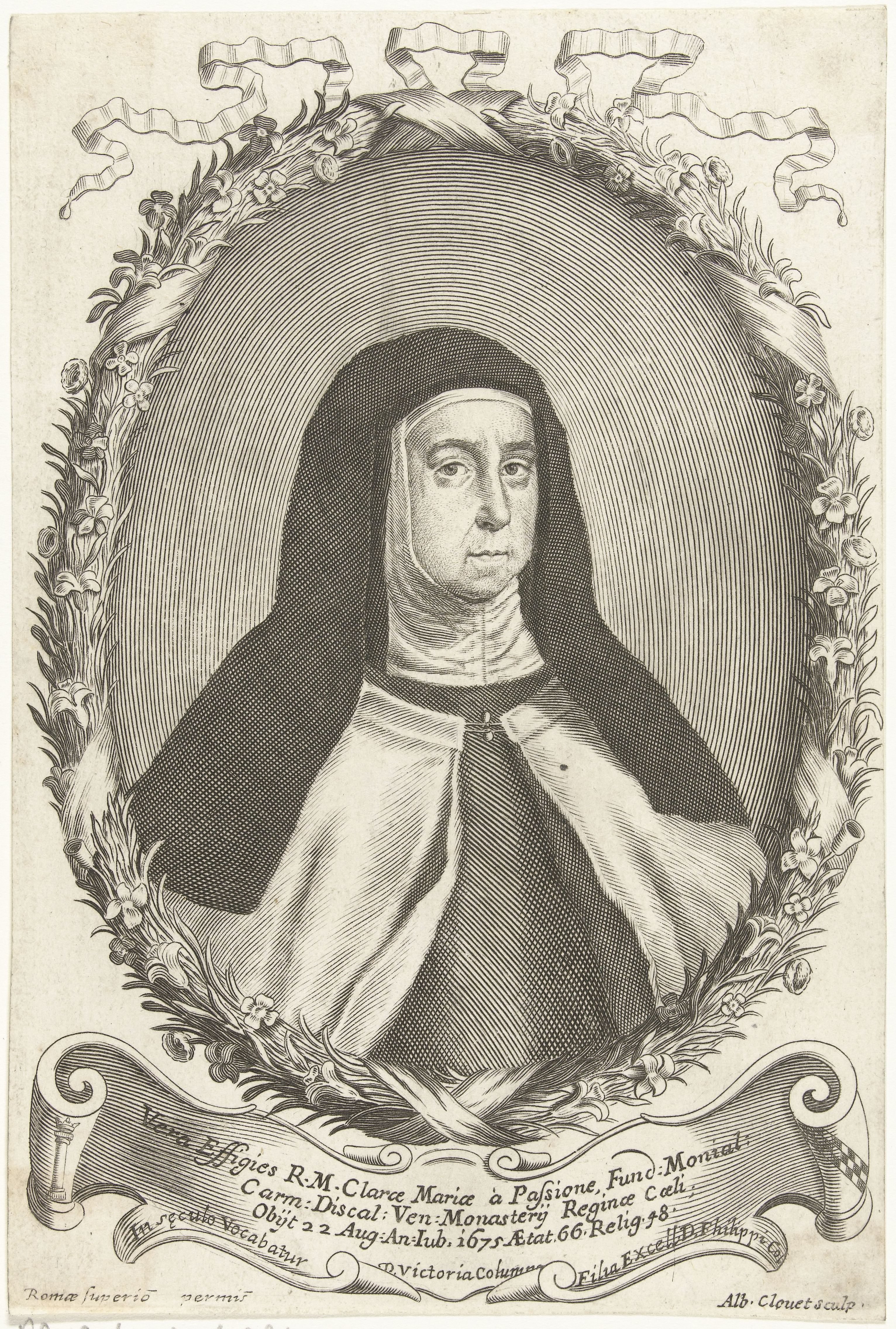 Portret van Clara Maria van de passie
