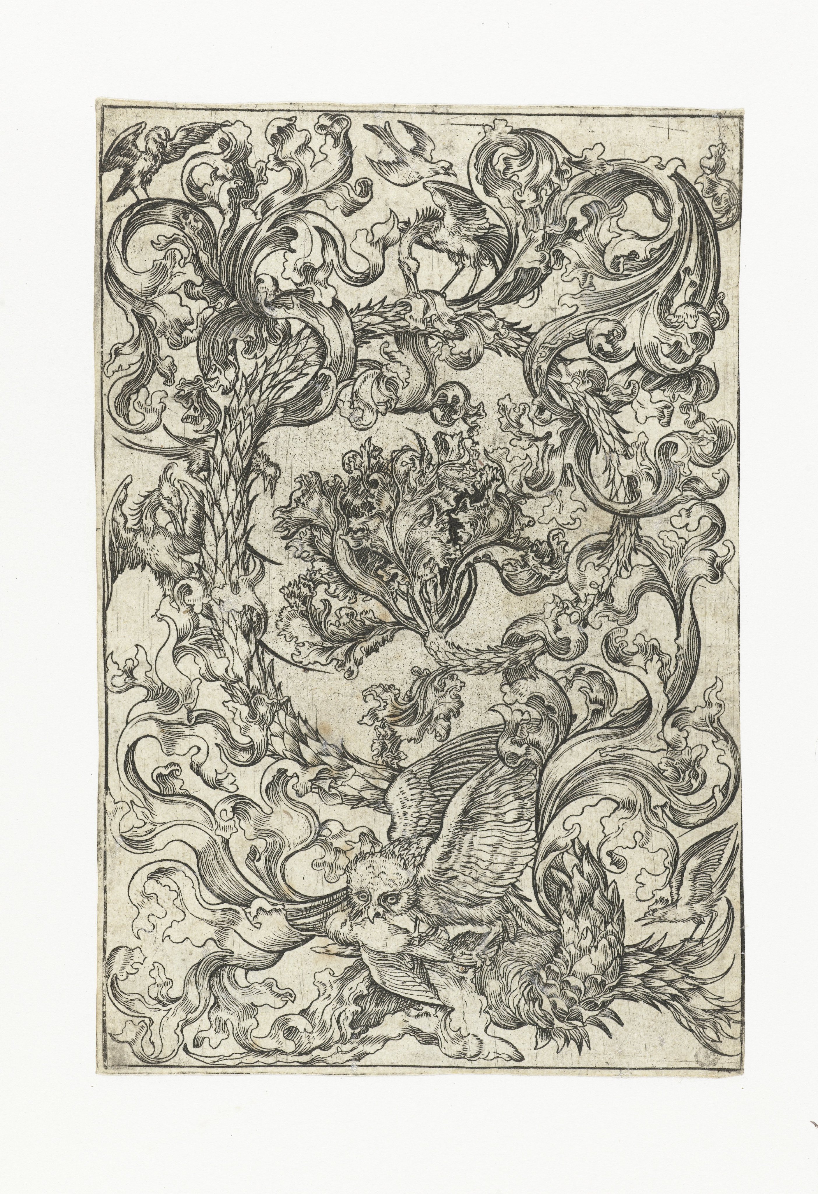 Ornament met uil en andere vogels