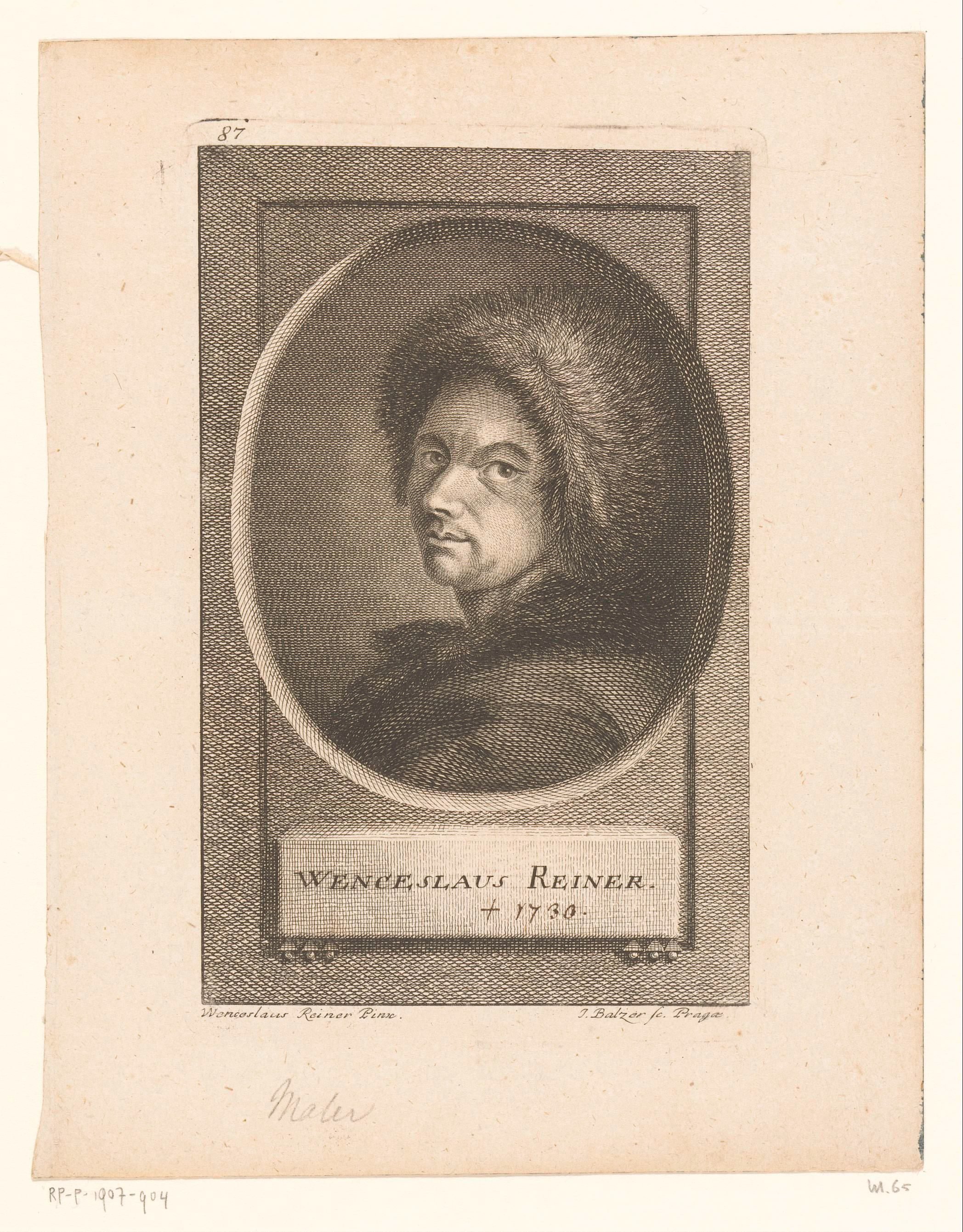 Portret van kunstenaar Wenzel Lorenz Reiner