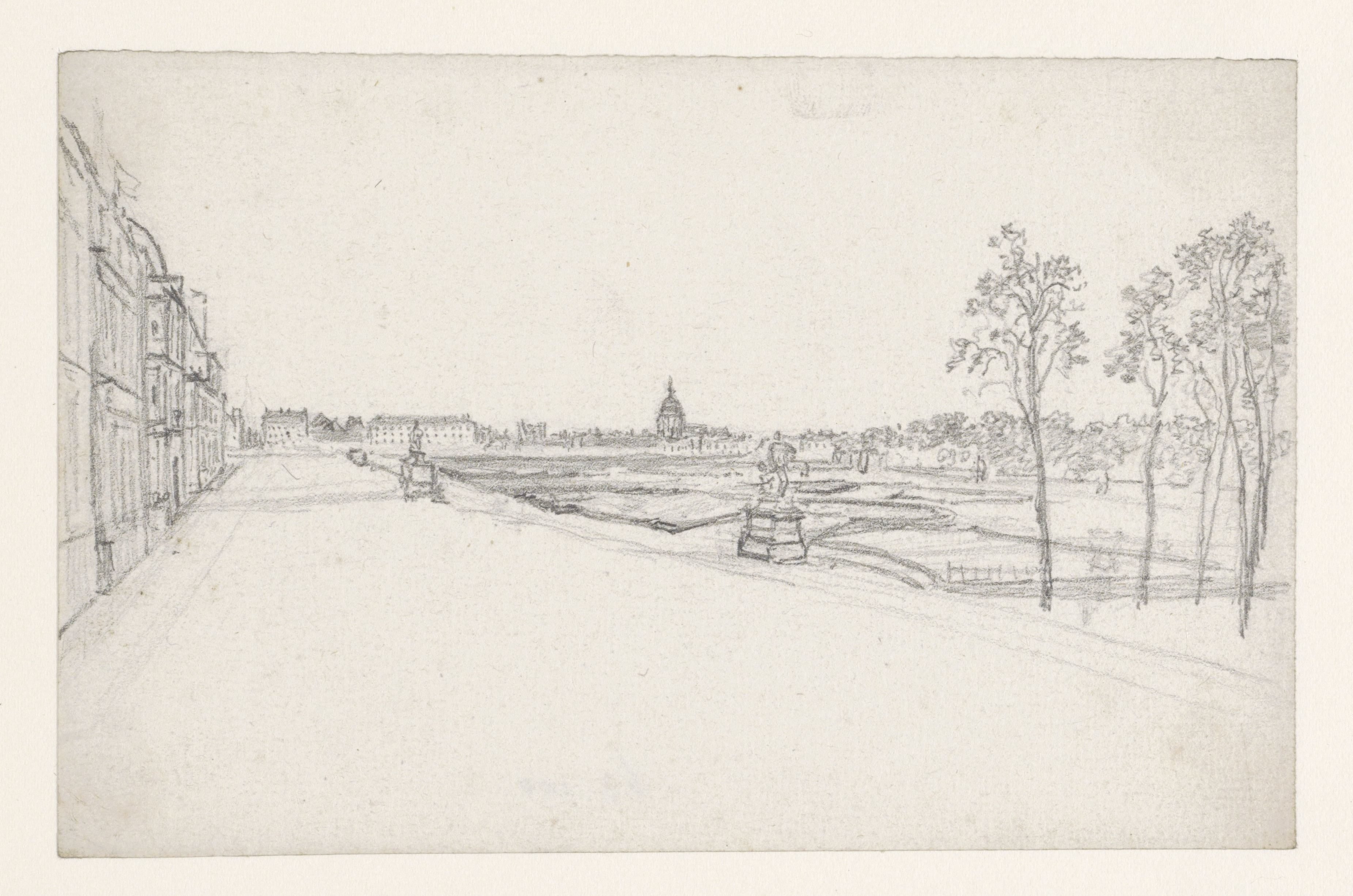 Gezicht op de Dome des Invalides uit de Champ de Mars