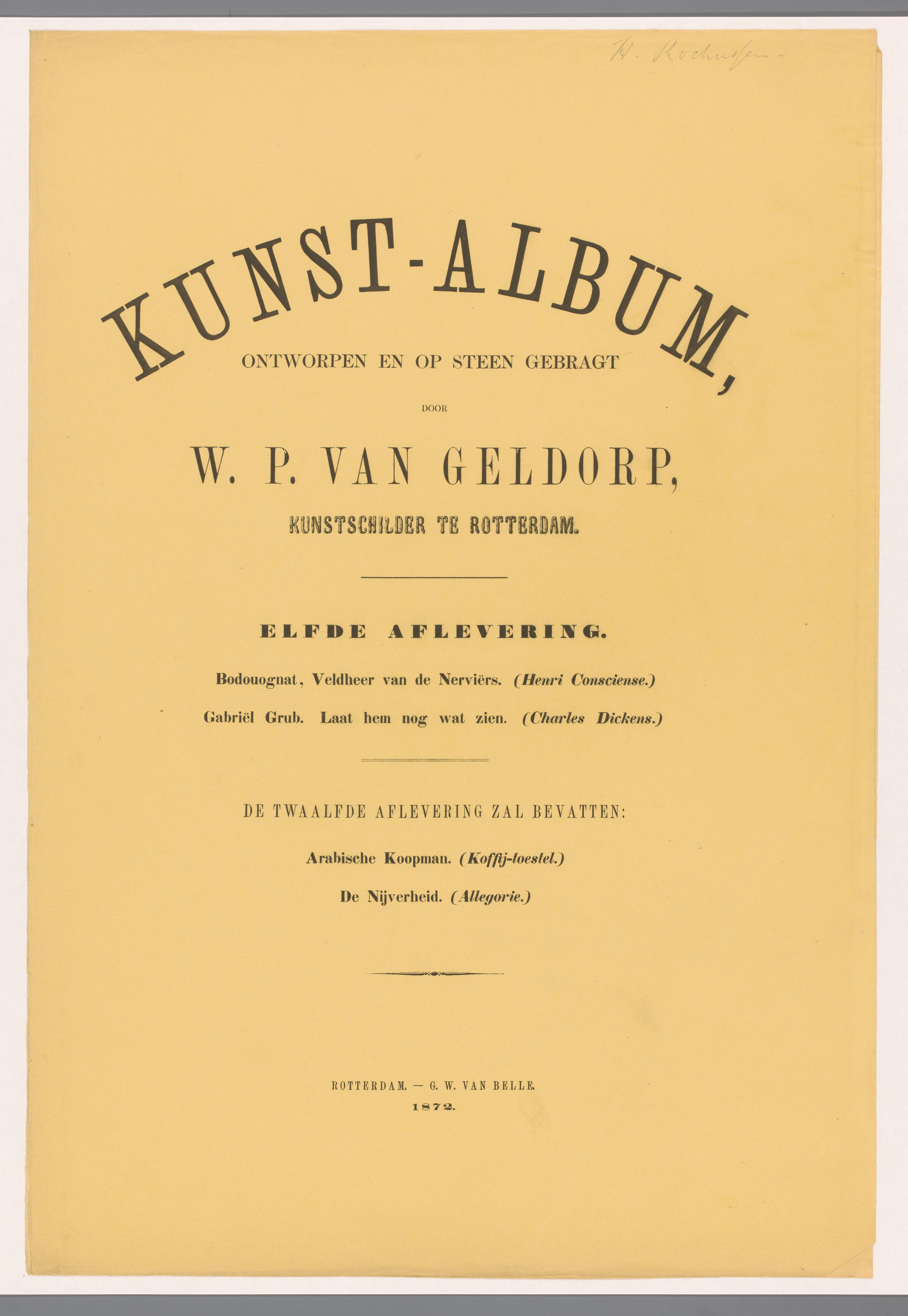 Omslag voor Kunst-Album door W. P. van Geldorp elfde aflevering 1872