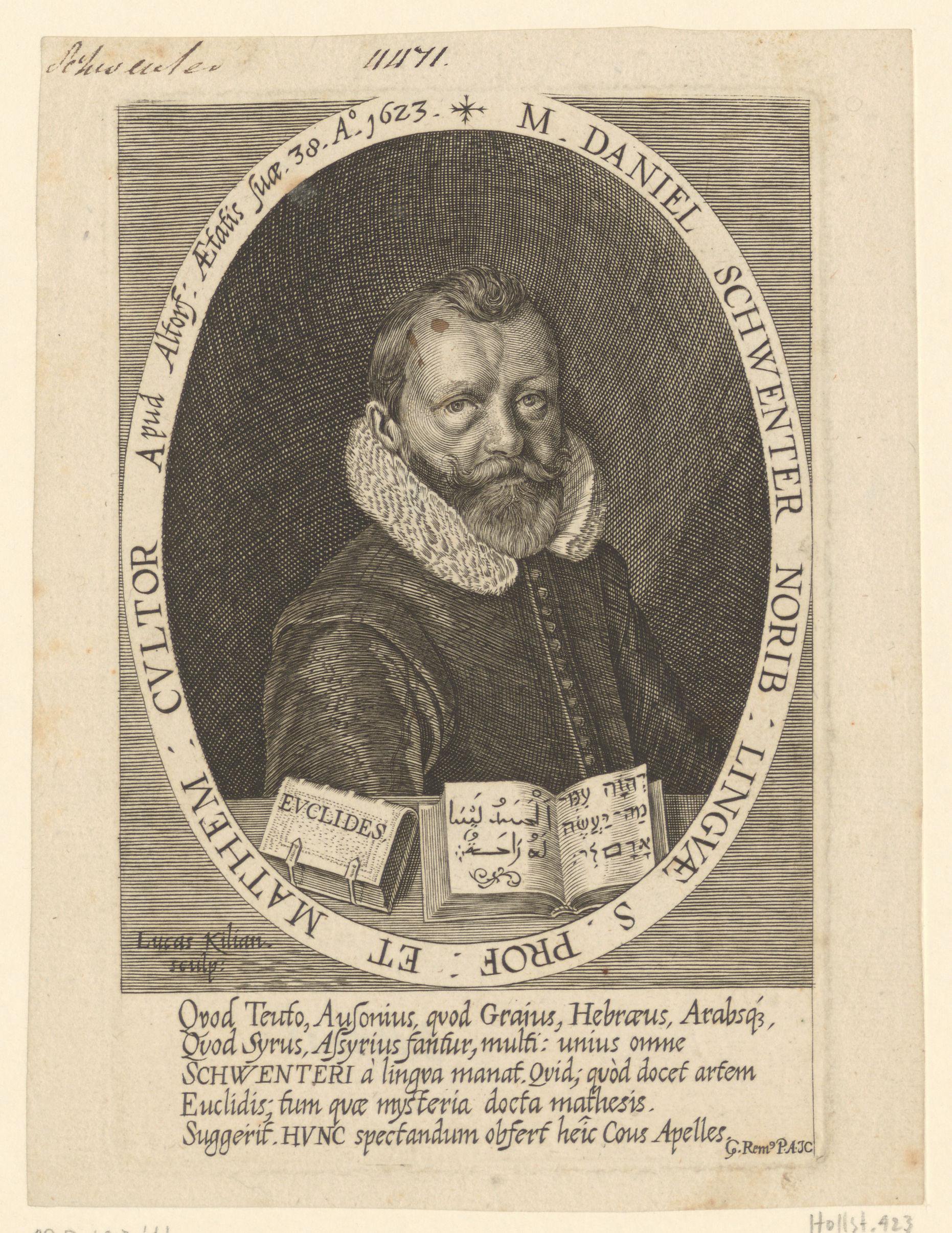 Portret van Daniel Schwenter op 38-jarige leeftijd
