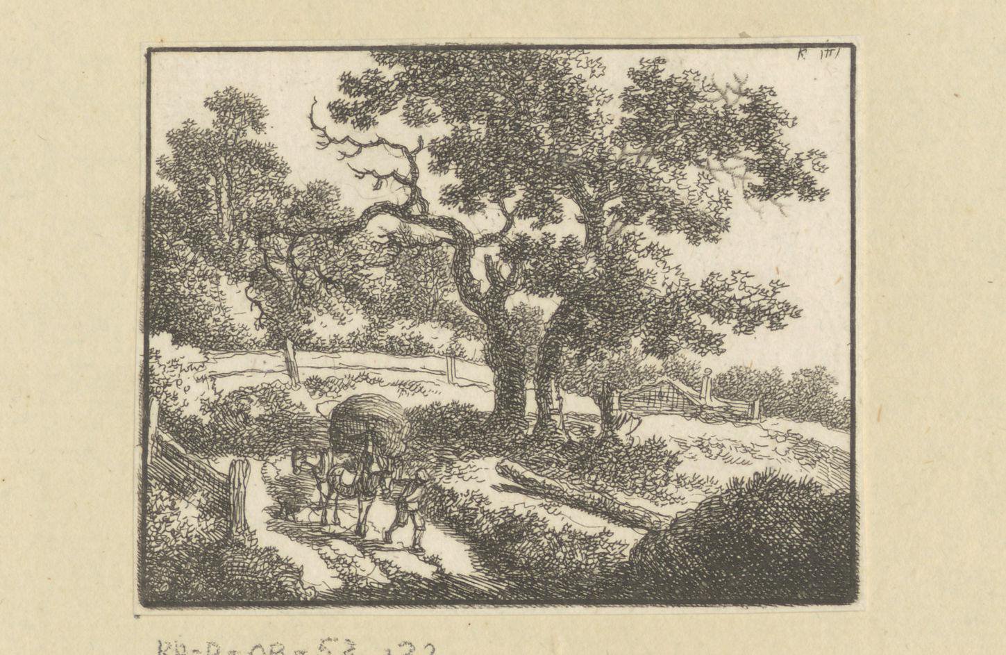 Landschap met een boer en een beladen kar