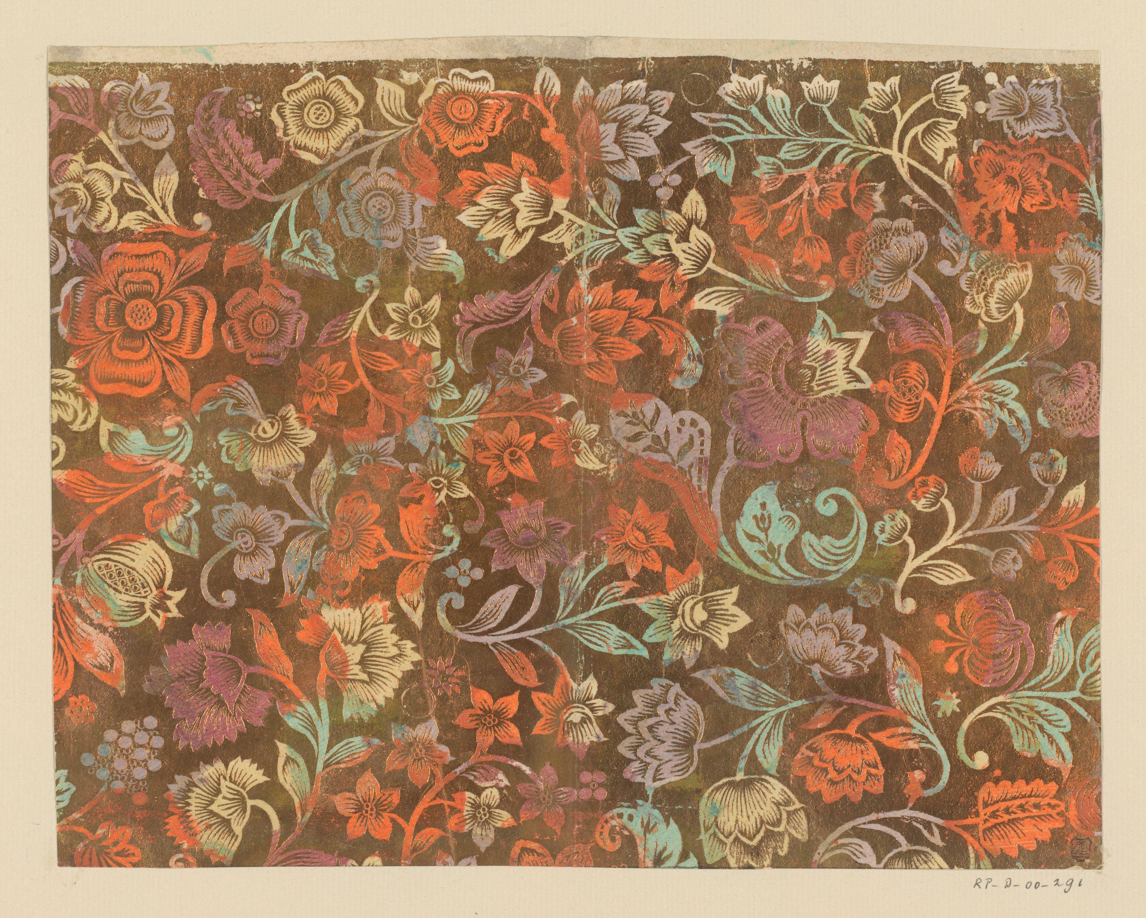 Blad met bloemen en vruchten