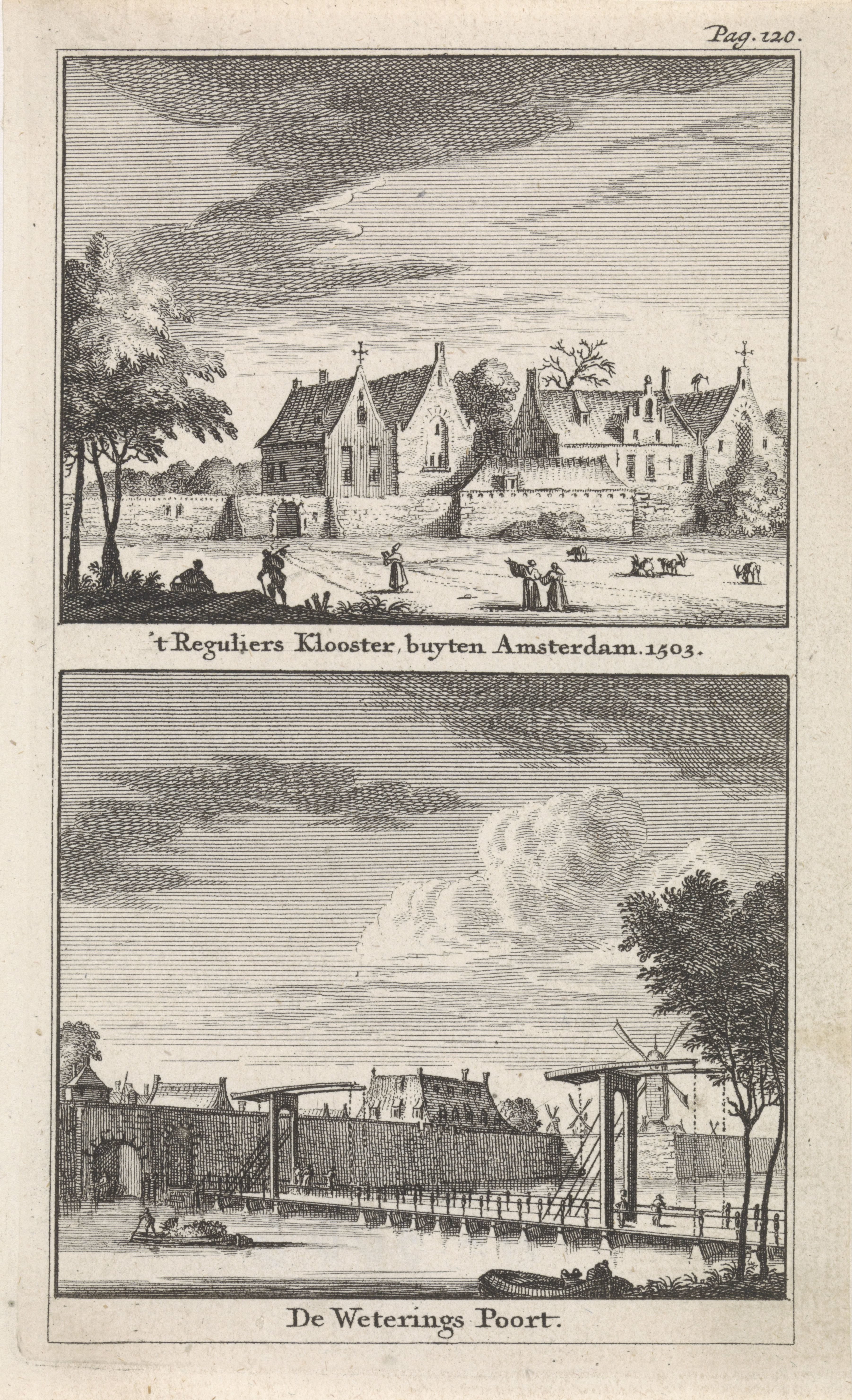 Gezicht op het Reguliersklooster en de Weteringpoort te Amsterdam