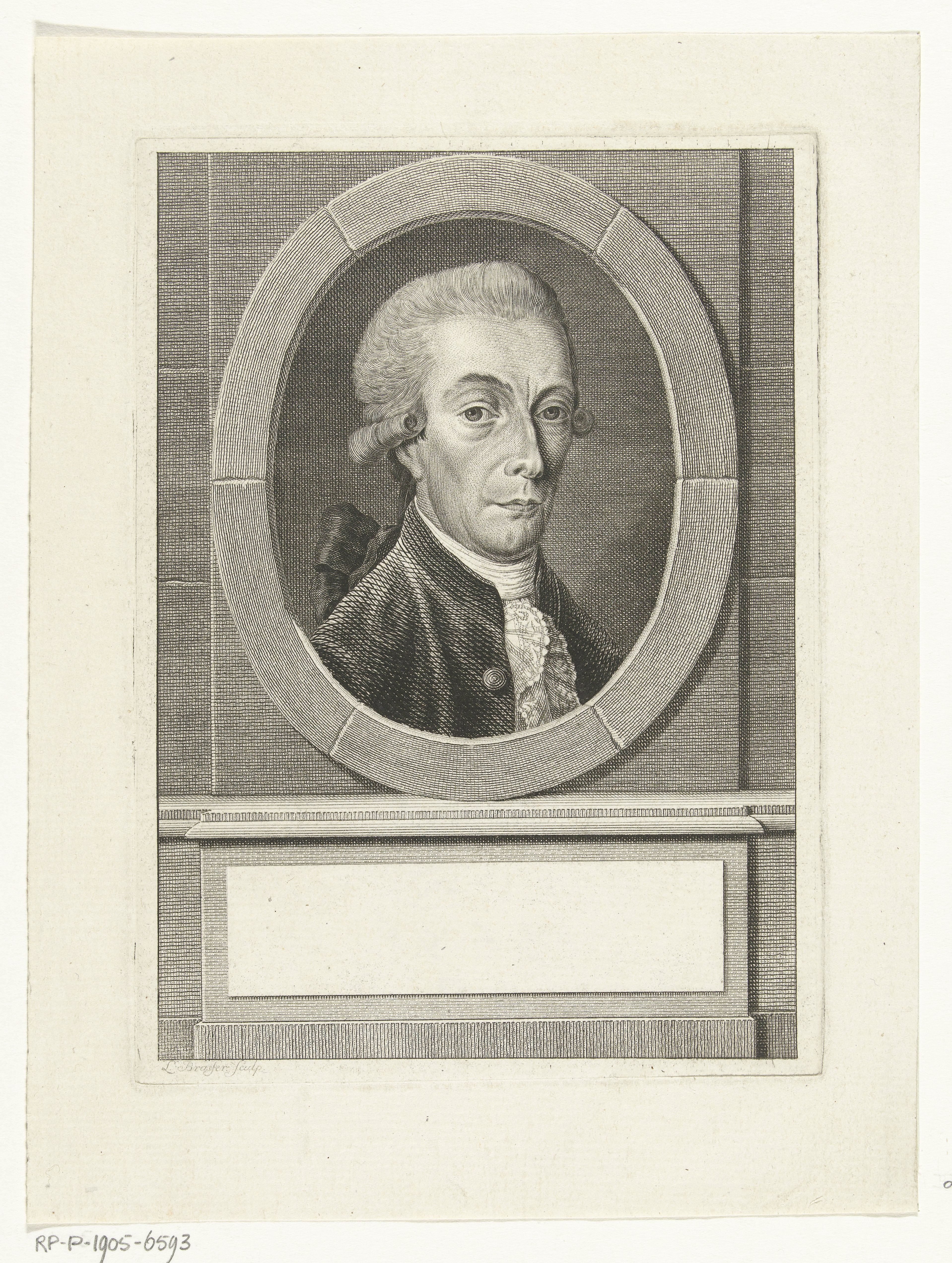 Portret van Paulus Gevers in ovale omlijsting