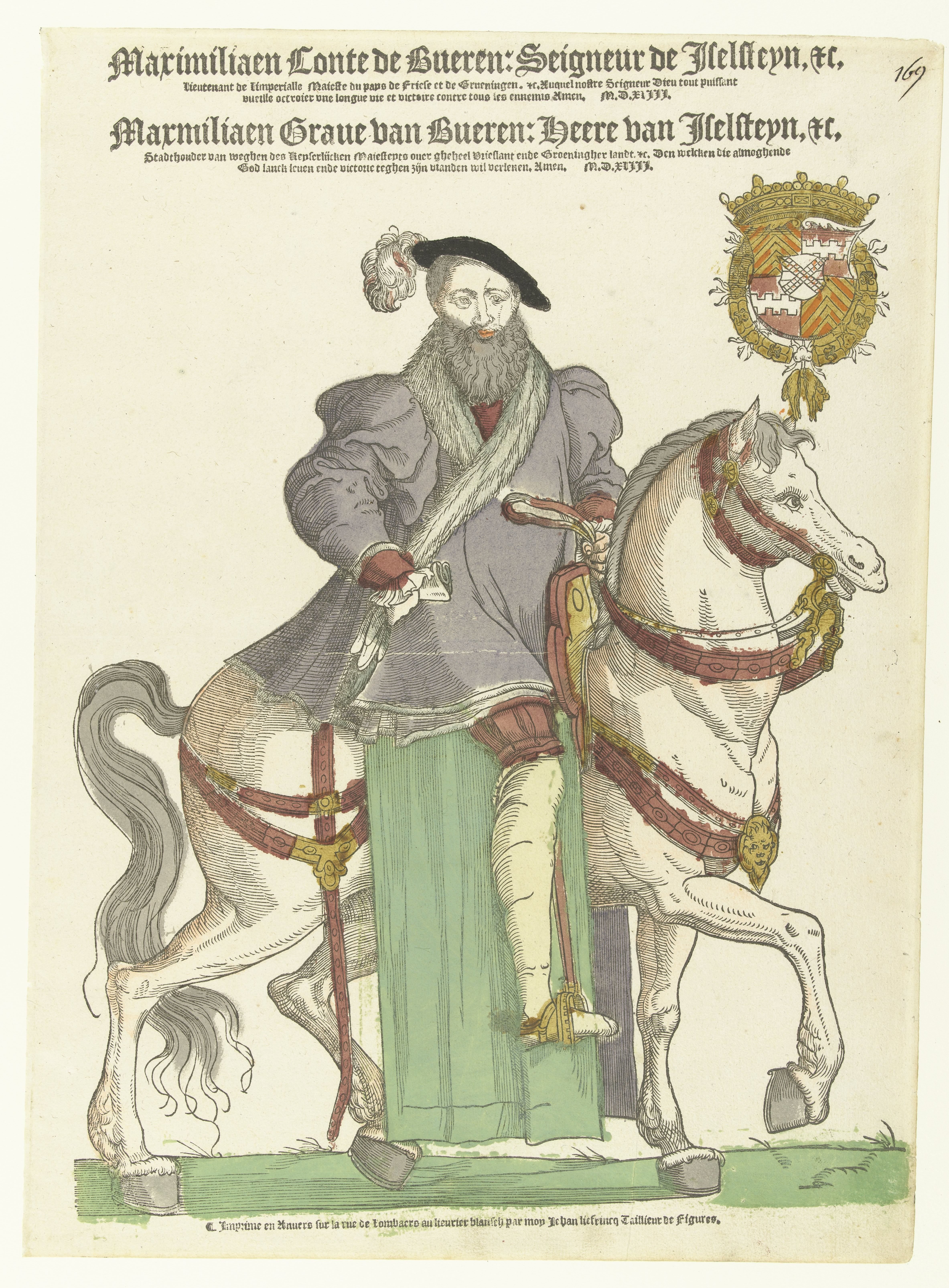 Portret van Maximiliaan van Buren te paard
